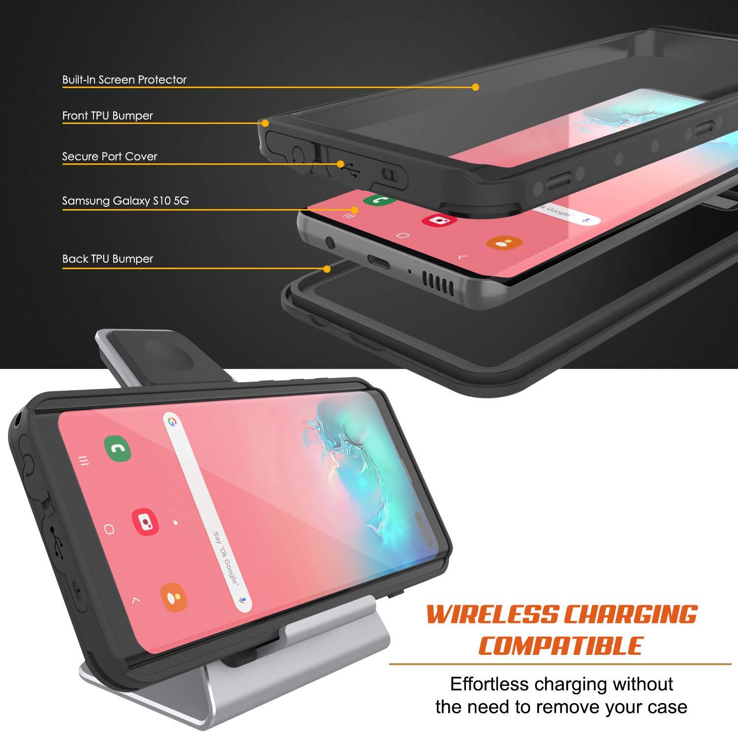 Galaxy S10 5G Waterproof Case PunkCase StudStar Black Thin 6.6ft Underwater IP68 Shock/Snow Proof