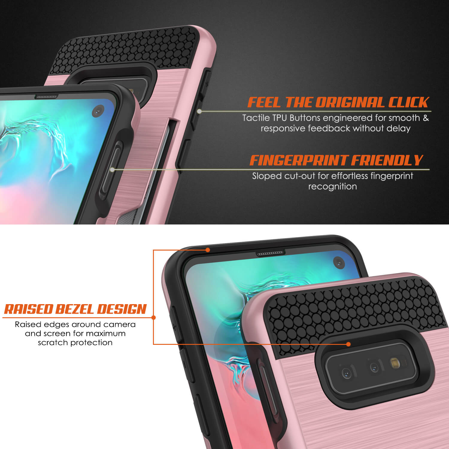 Galaxy S10e Case, PUNKcase [SLOT Series] [Slim Fit] Dual-Layer Armor Cover w/Integrated Anti-Shock System, Credit Card Slot [Rose Gold]