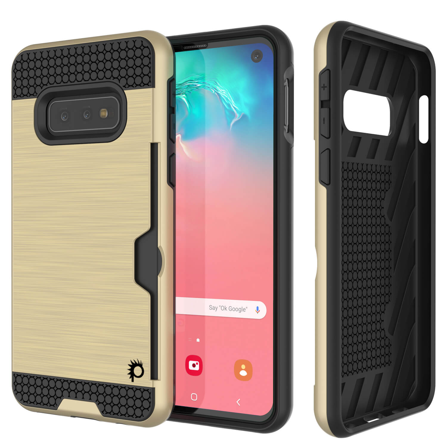 Galaxy S10e Case, PUNKcase [SLOT Series] [Slim Fit] Dual-Layer Armor Cover w/Integrated Anti-Shock System, Credit Card Slot [Gold]