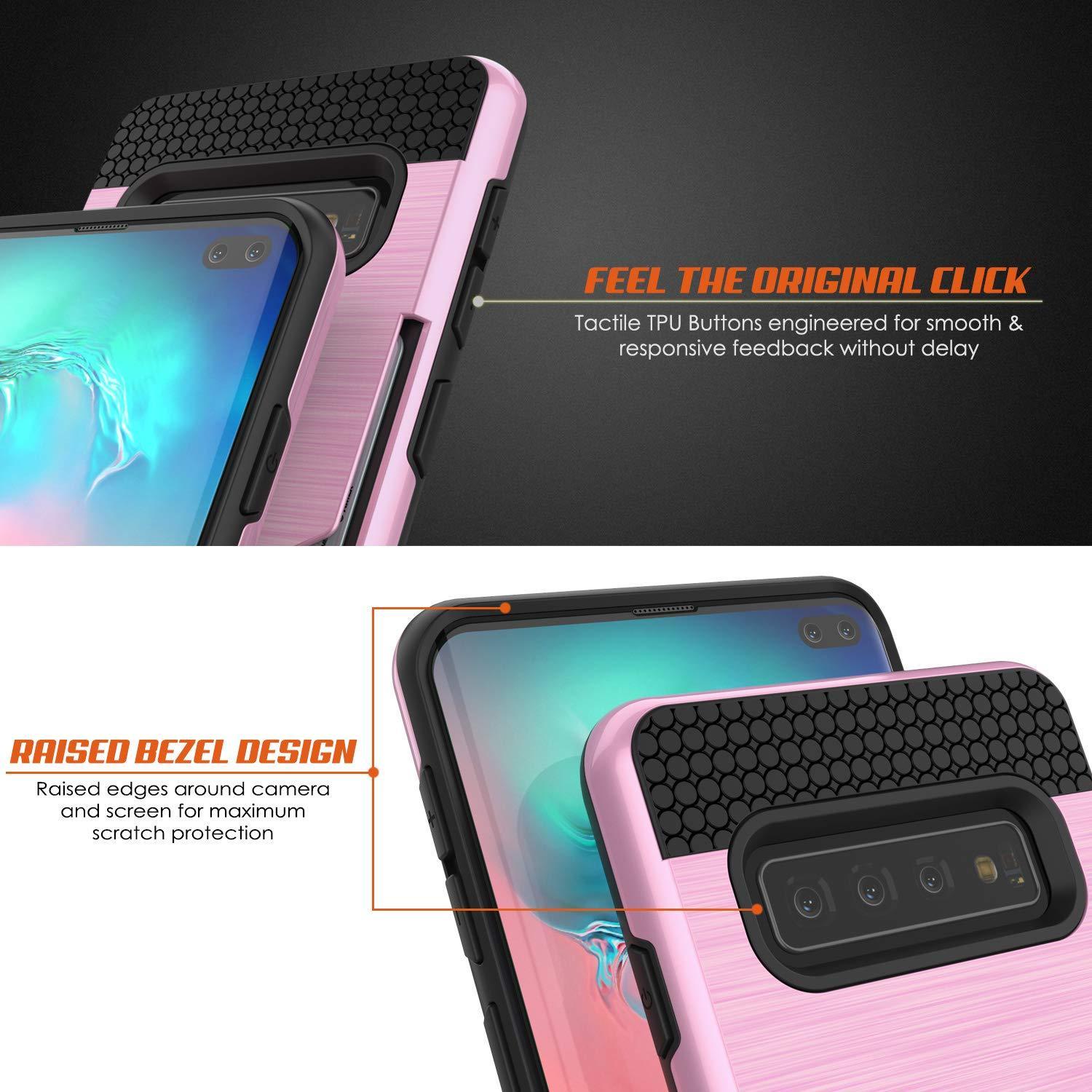 Galaxy S10 5G  Case, PUNKcase [SLOT Series] [Slim Fit] Dual-Layer Armor Cover w/Integrated Anti-Shock System, Credit Card Slot [Pink]
