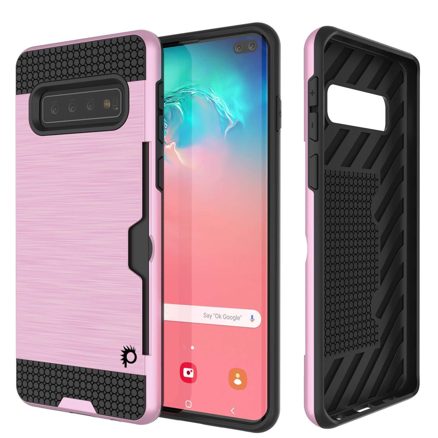 Galaxy S10 5G  Case, PUNKcase [SLOT Series] [Slim Fit] Dual-Layer Armor Cover w/Integrated Anti-Shock System, Credit Card Slot [Pink]