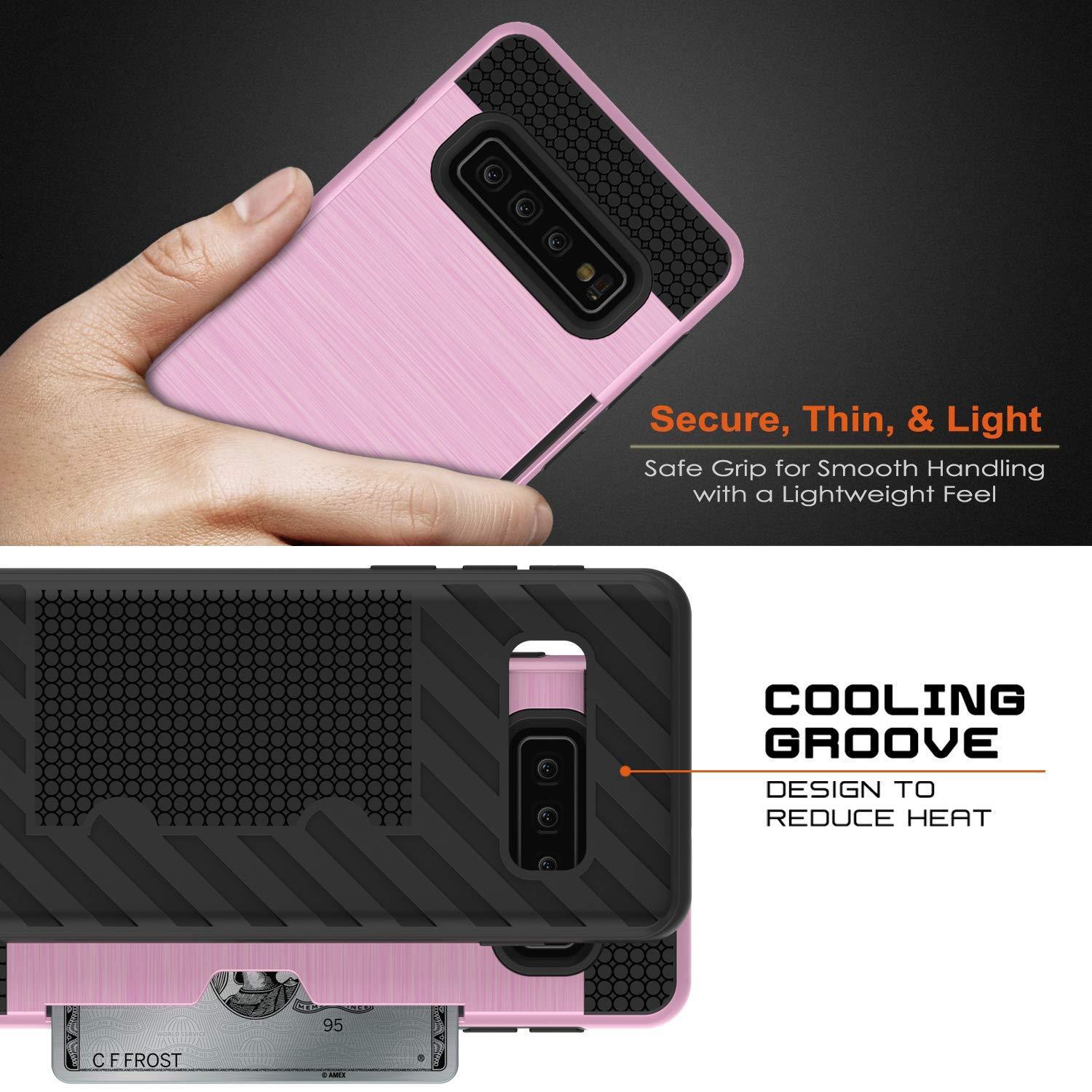 Galaxy S10 5G  Case, PUNKcase [SLOT Series] [Slim Fit] Dual-Layer Armor Cover w/Integrated Anti-Shock System, Credit Card Slot [Pink]