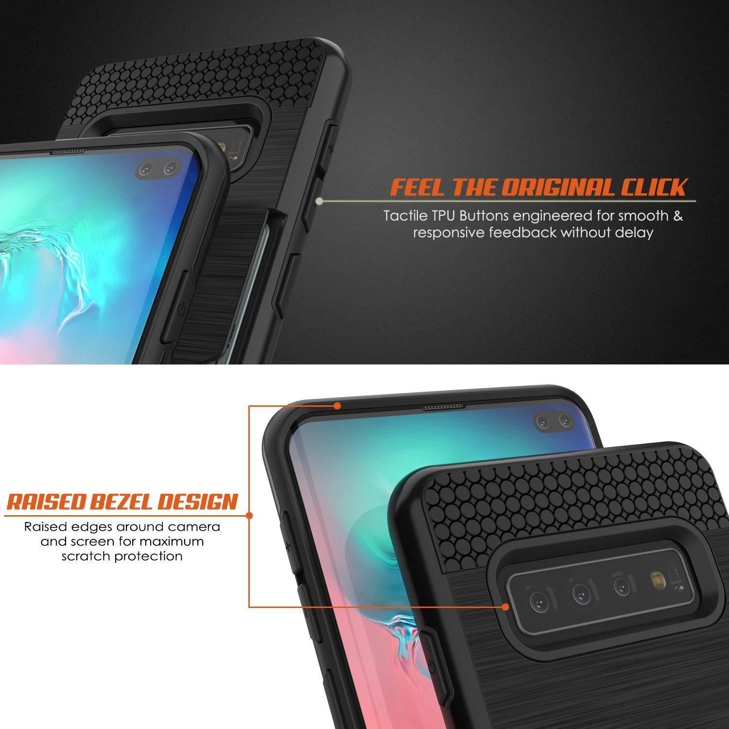 Galaxy S10 5G  Case, PUNKcase [SLOT Series] [Slim Fit] Dual-Layer Armor Cover w/Integrated Anti-Shock System, Credit Card Slot [Black]