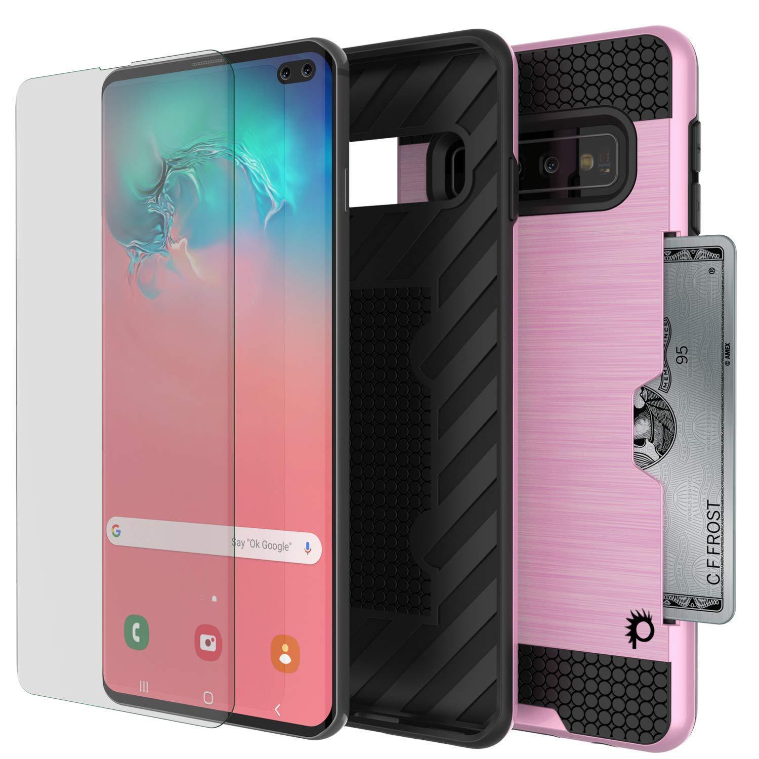 Galaxy S10 5G  Case, PUNKcase [SLOT Series] [Slim Fit] Dual-Layer Armor Cover w/Integrated Anti-Shock System, Credit Card Slot [Pink]