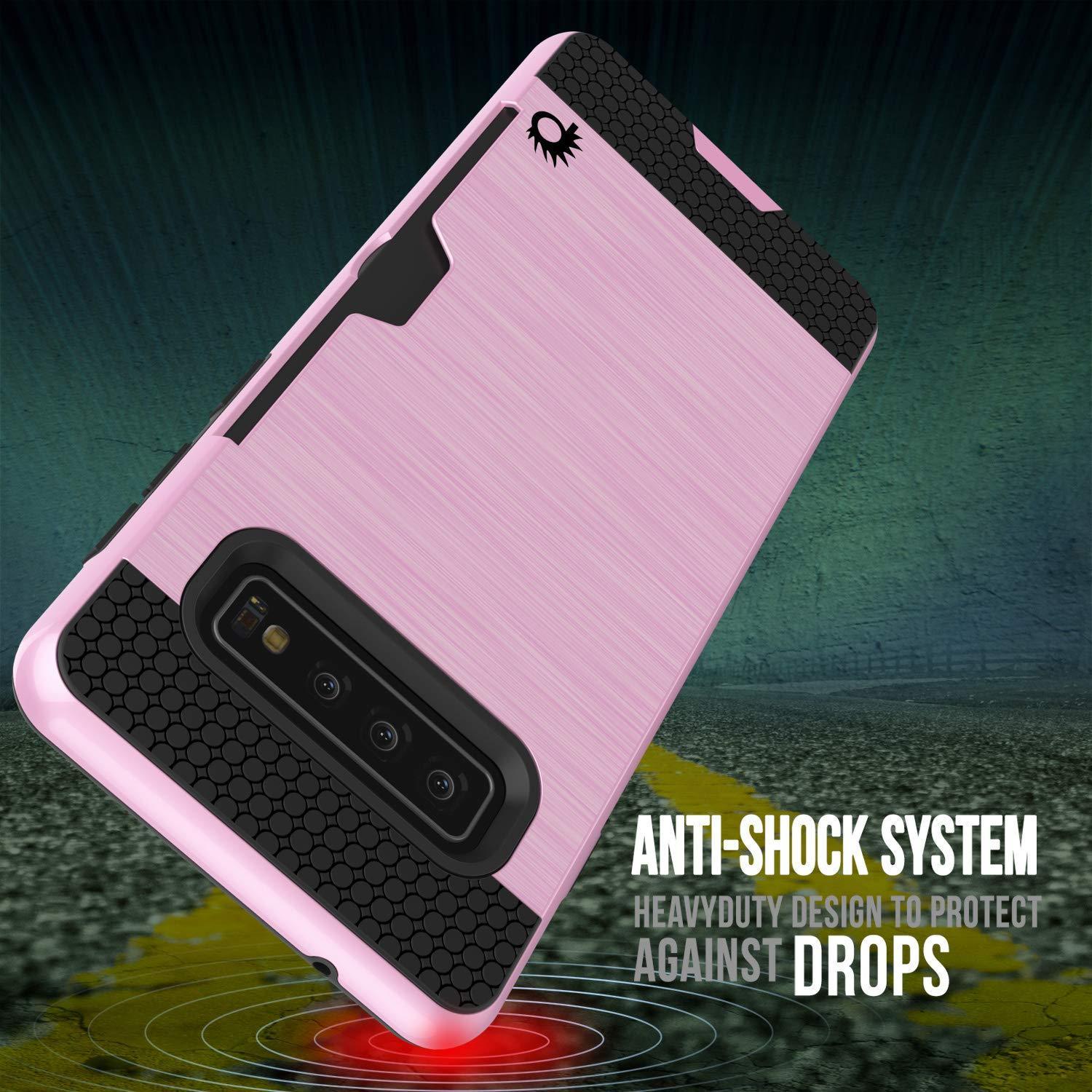 Galaxy S10 5G  Case, PUNKcase [SLOT Series] [Slim Fit] Dual-Layer Armor Cover w/Integrated Anti-Shock System, Credit Card Slot [Pink]