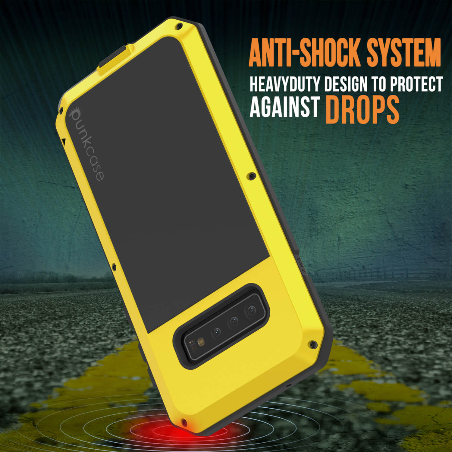 Galaxy S10+ Plus Metal Case, Heavy Duty Military Grade Rugged Armor Cover [Neon]