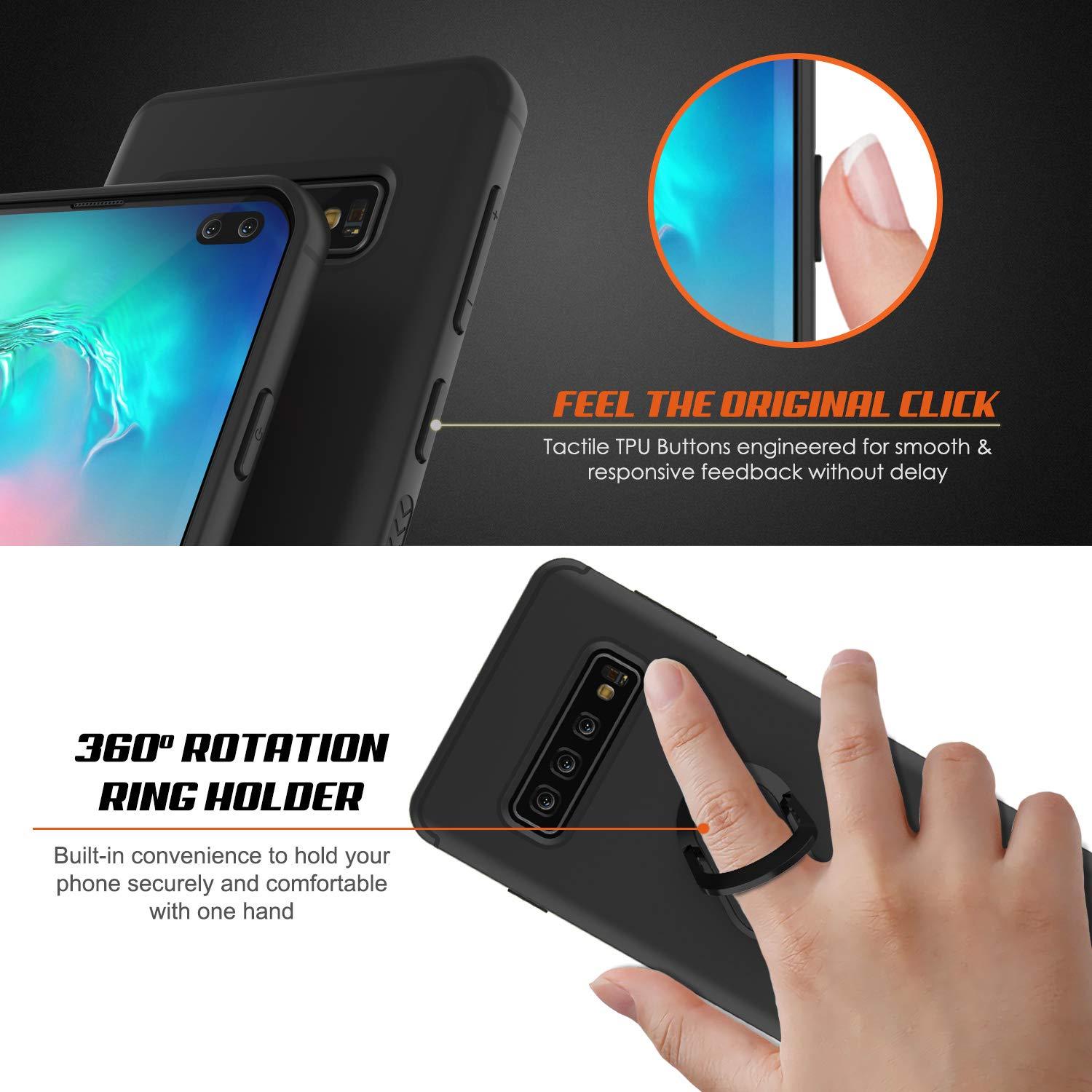 Galaxy S10+ Plus, Punkcase Magnetix Protective TPU Cover W/ Kickstand, Sceen Protector[Black]