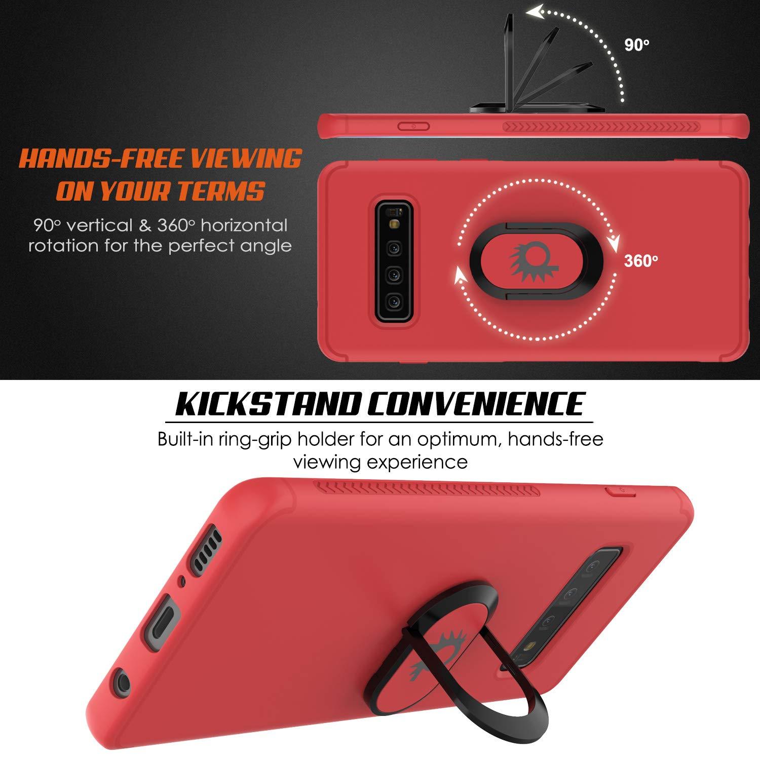 Galaxy S10+ Plus, Punkcase Magnetix Protective TPU Cover W/ Kickstand, Sceen Protector[Red]