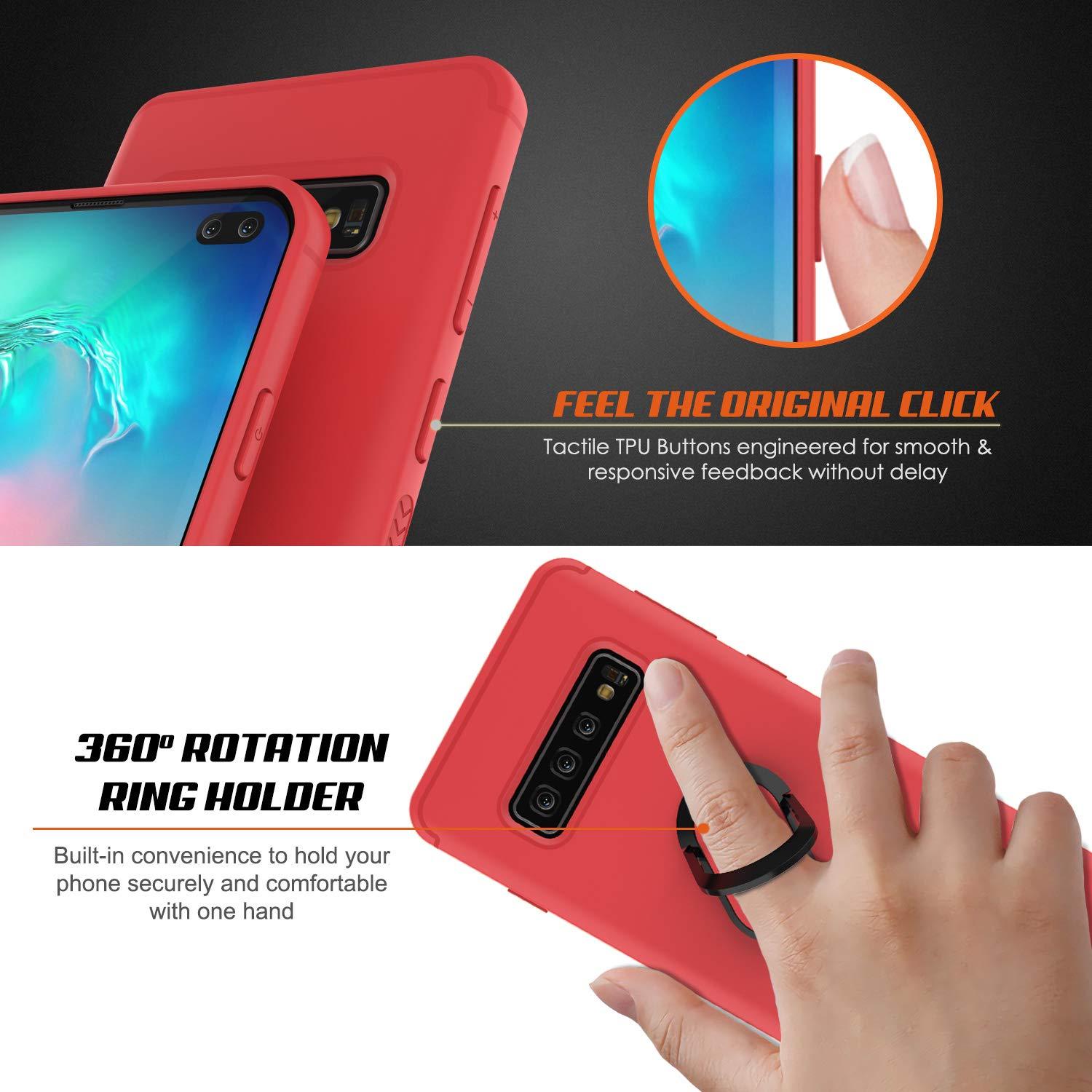 Galaxy S10+ Plus, Punkcase Magnetix Protective TPU Cover W/ Kickstand, Sceen Protector[Red]