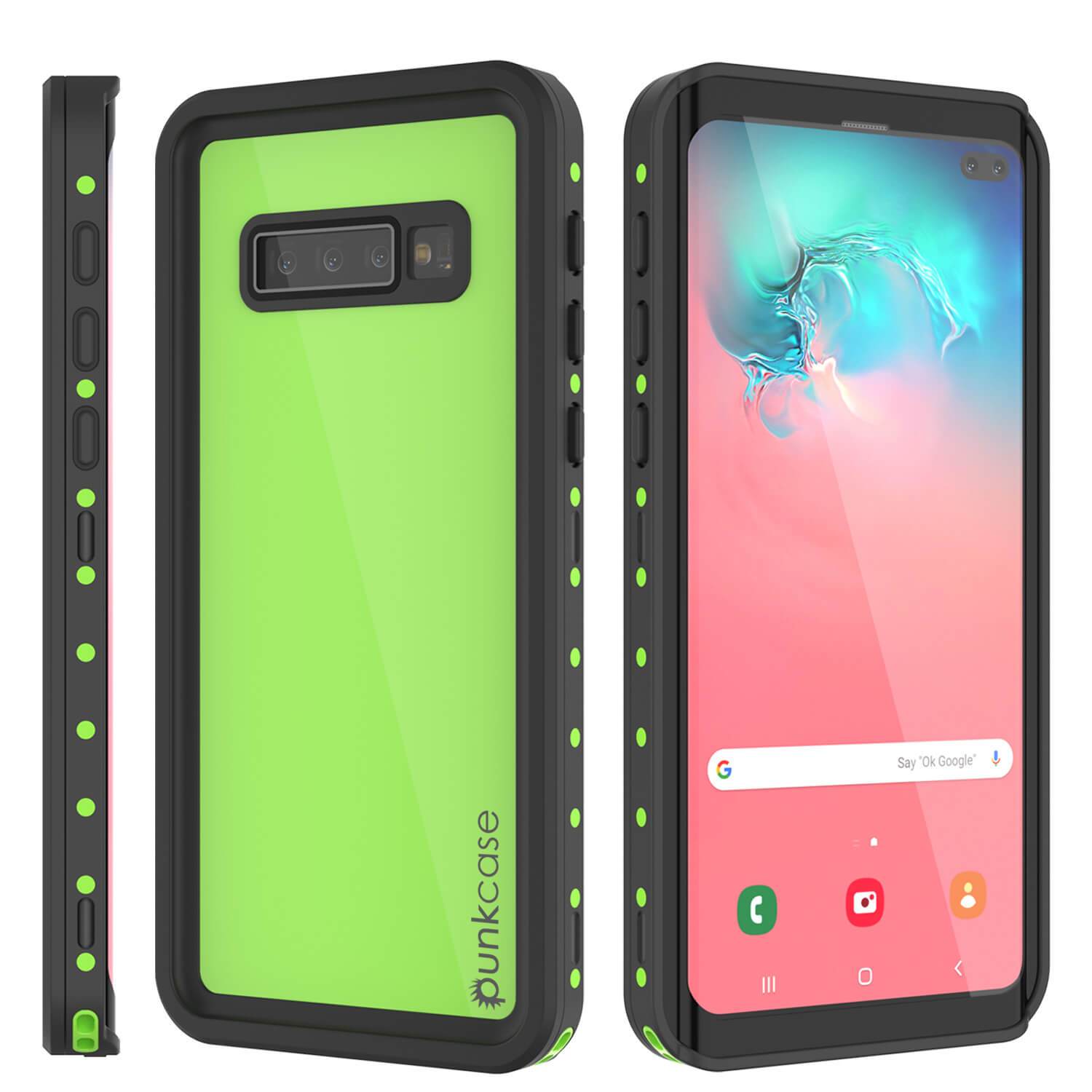 Galaxy S10+ Plus Waterproof Case PunkCase StudStar Light Green Thin 6.6ft Underwater IP68 ShockProof