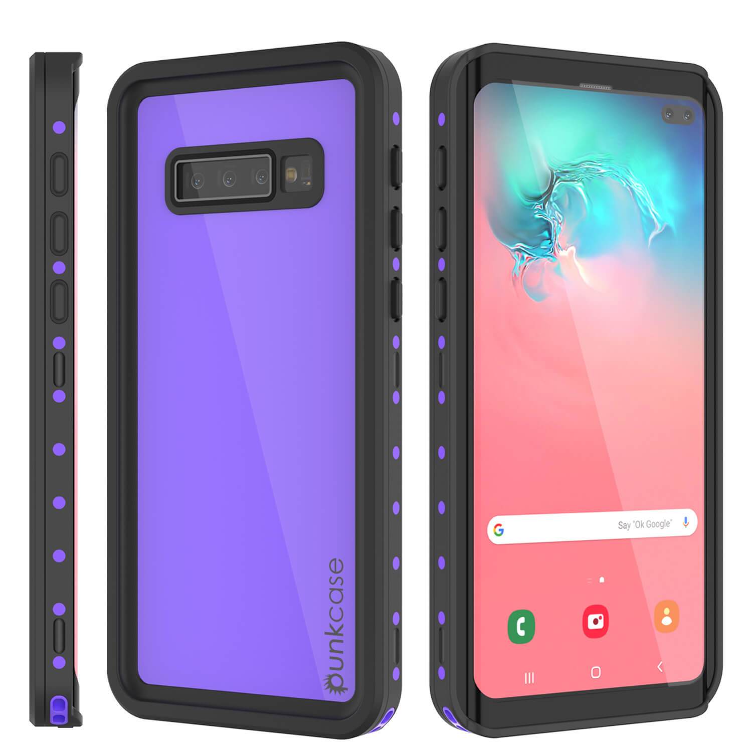 Galaxy S10+ Plus Waterproof Case PunkCase StudStar Purple Thin 6.6ft Underwater IP68 Shock/Snow Proof