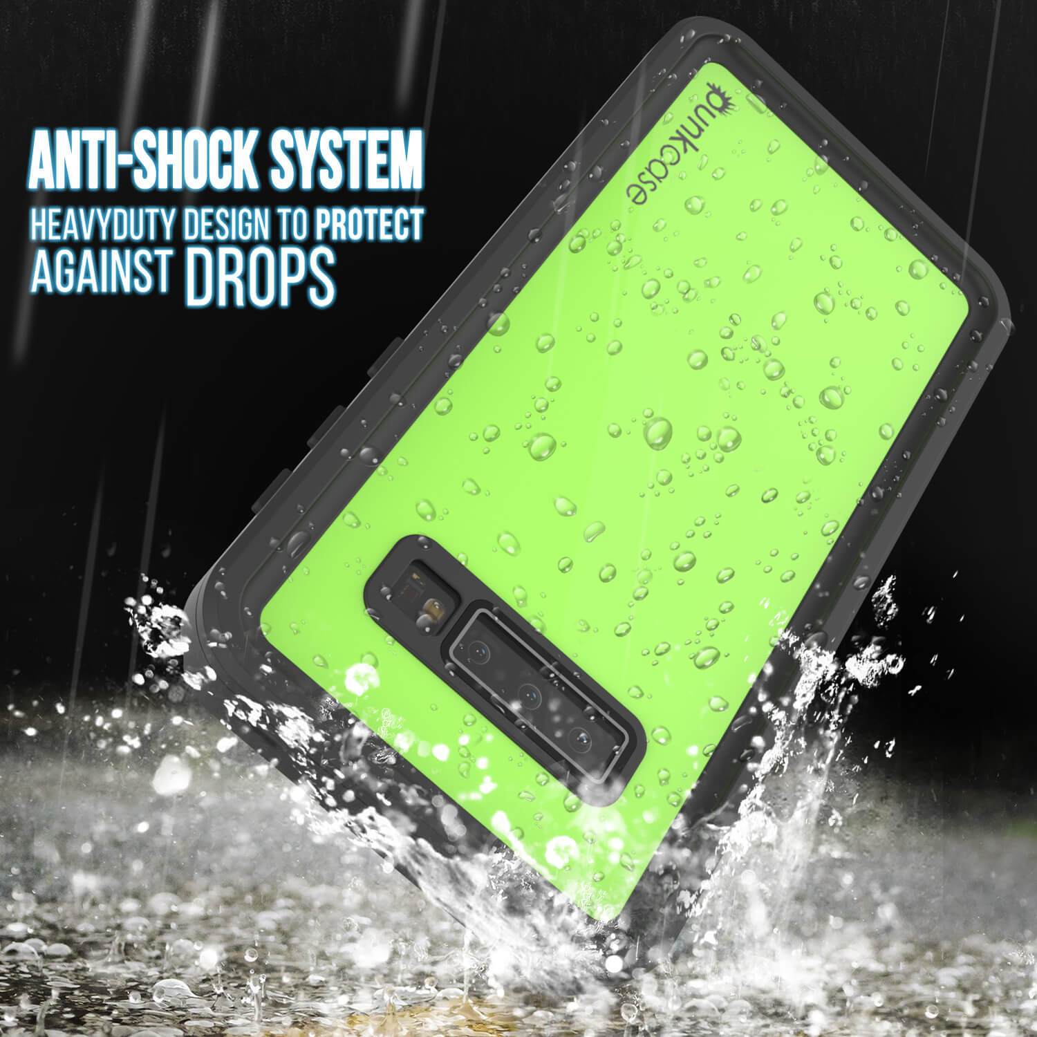 Galaxy S10+ Plus Waterproof Case PunkCase StudStar Light Green Thin 6.6ft Underwater IP68 ShockProof