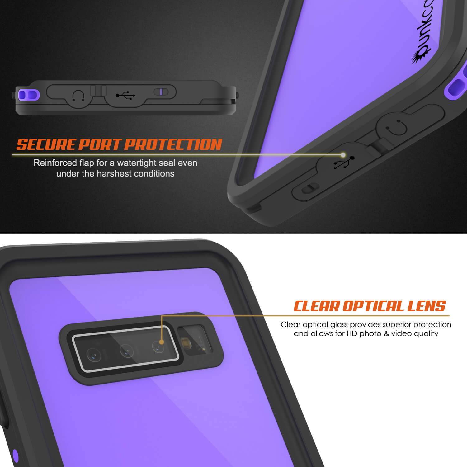 Galaxy S10+ Plus Waterproof Case PunkCase StudStar Purple Thin 6.6ft Underwater IP68 Shock/Snow Proof