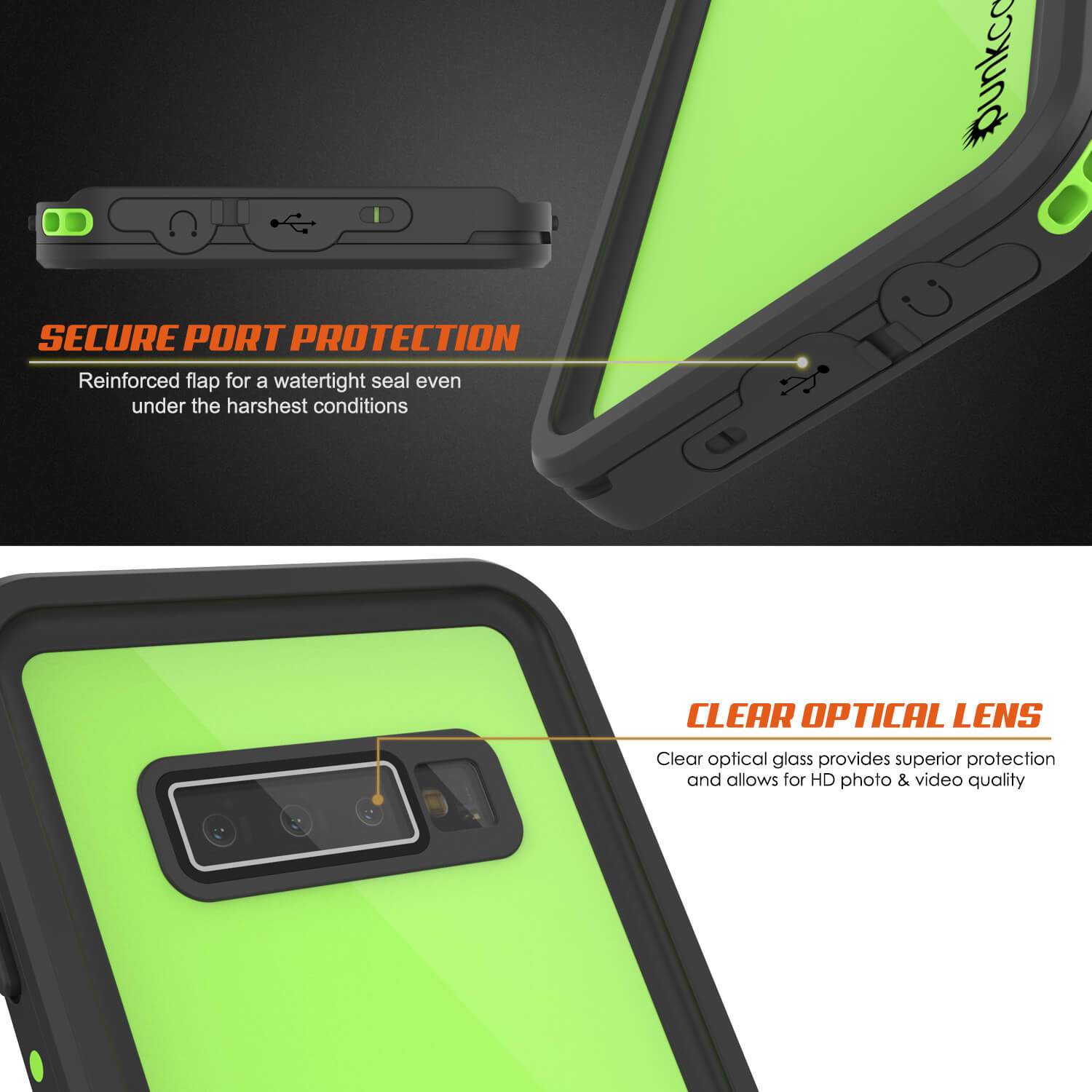 Galaxy S10+ Plus Waterproof Case PunkCase StudStar Light Green Thin 6.6ft Underwater IP68 ShockProof