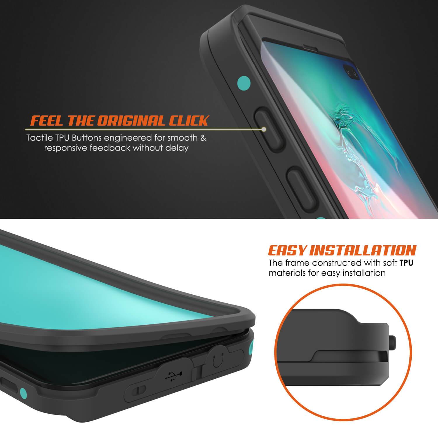 Galaxy S10+ Plus Waterproof Case PunkCase StudStar Teal Thin 6.6ft Underwater IP68 Shock/Snow Proof