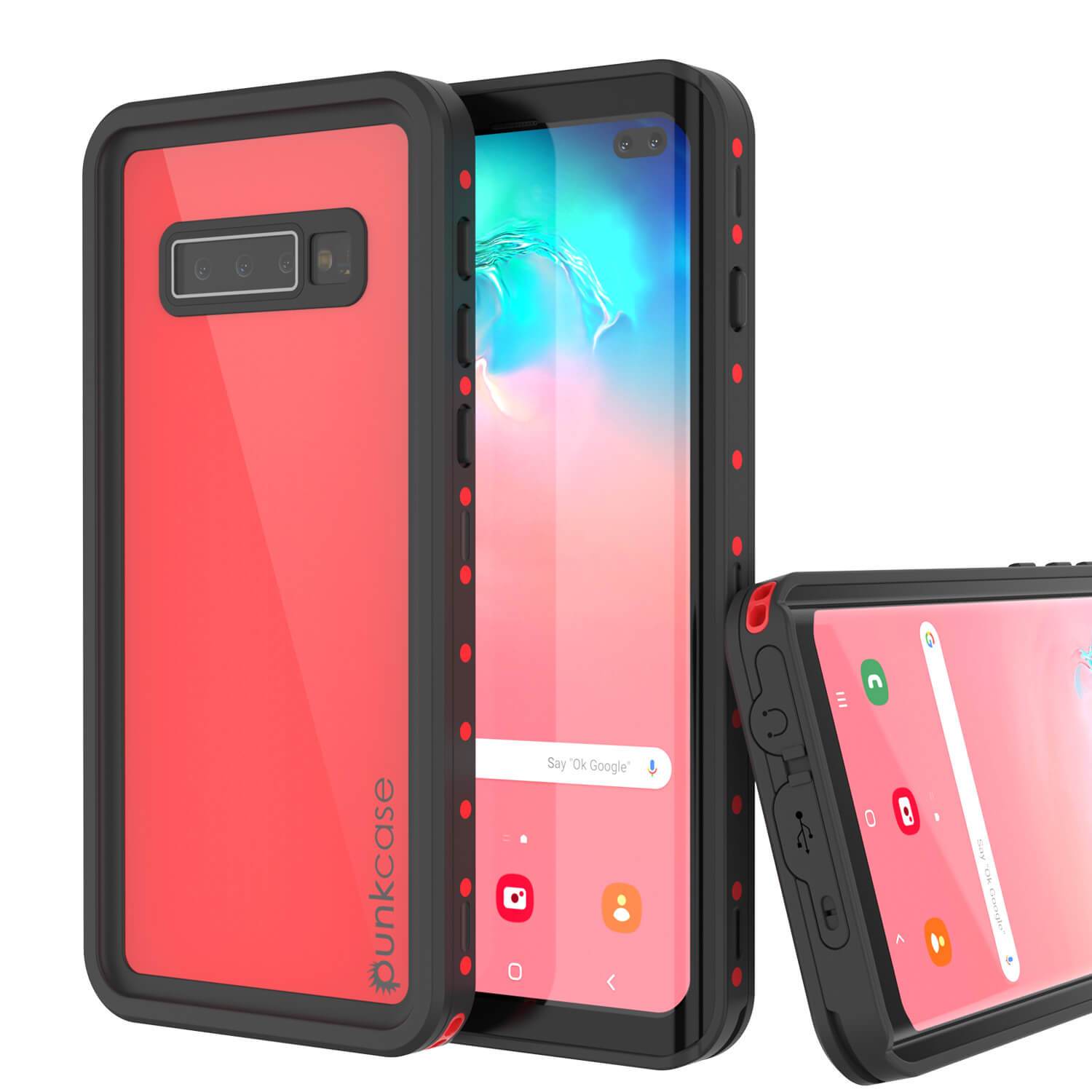 Galaxy S10+ Plus Waterproof Case PunkCase StudStar Red Thin 6.6ft Underwater IP68 Shock/Snow Proof