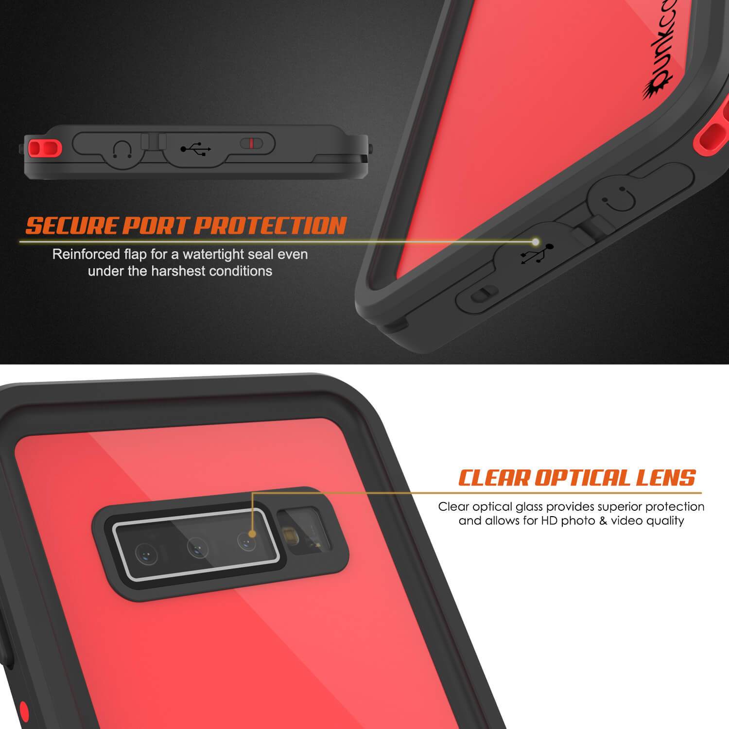 Galaxy S10 Waterproof Case PunkCase StudStar Red Thin 6.6ft Underwater IP68 Shock/Snow Proof