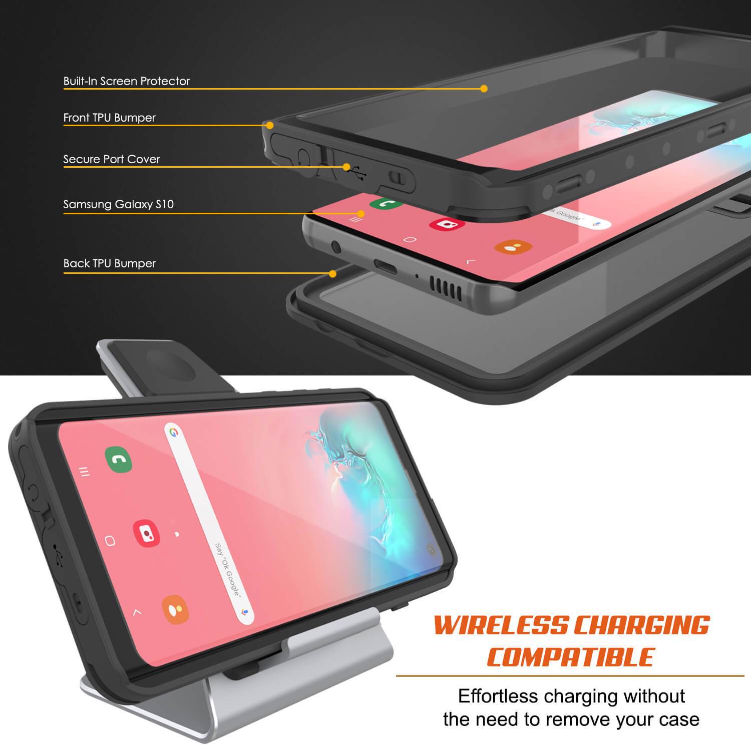 Galaxy S10 Waterproof Case PunkCase StudStar Clear Thin 6.6ft Underwater IP68 Shock/Snow Proof