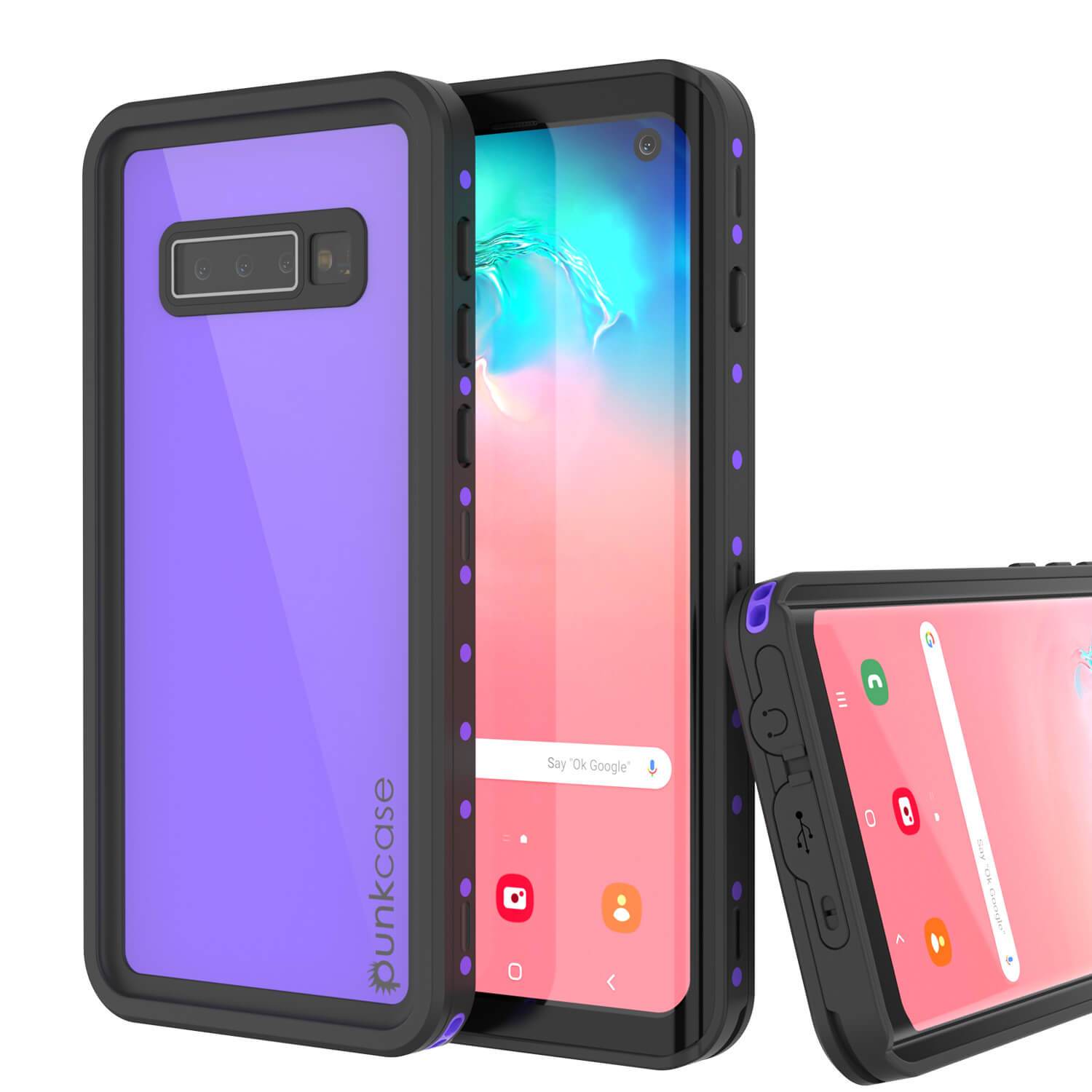 Galaxy S10 Waterproof Case PunkCase StudStar Purple Thin 6.6ft Underwater IP68 Shock/Snow Proof