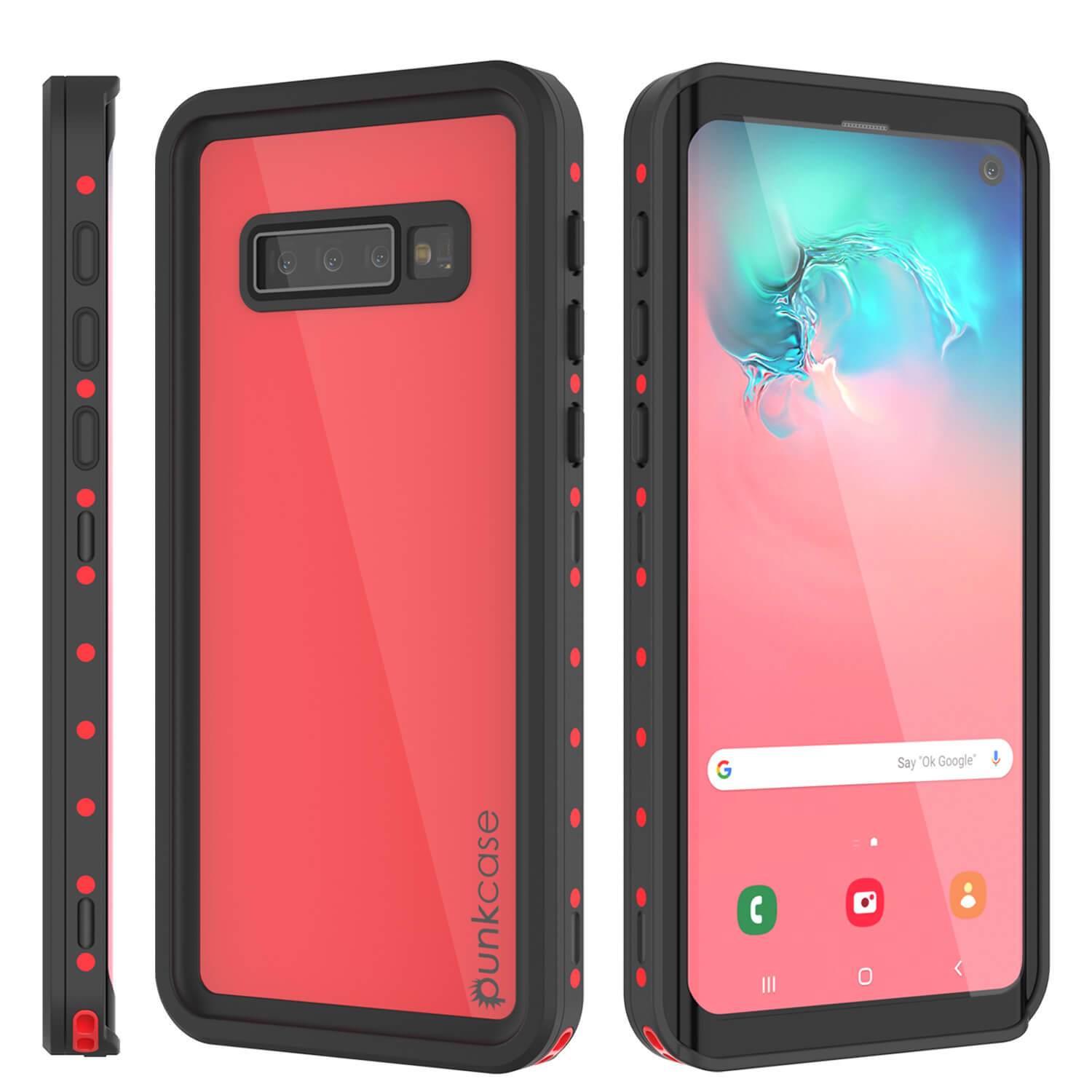 Galaxy S10 Waterproof Case PunkCase StudStar Red Thin 6.6ft Underwater IP68 Shock/Snow Proof