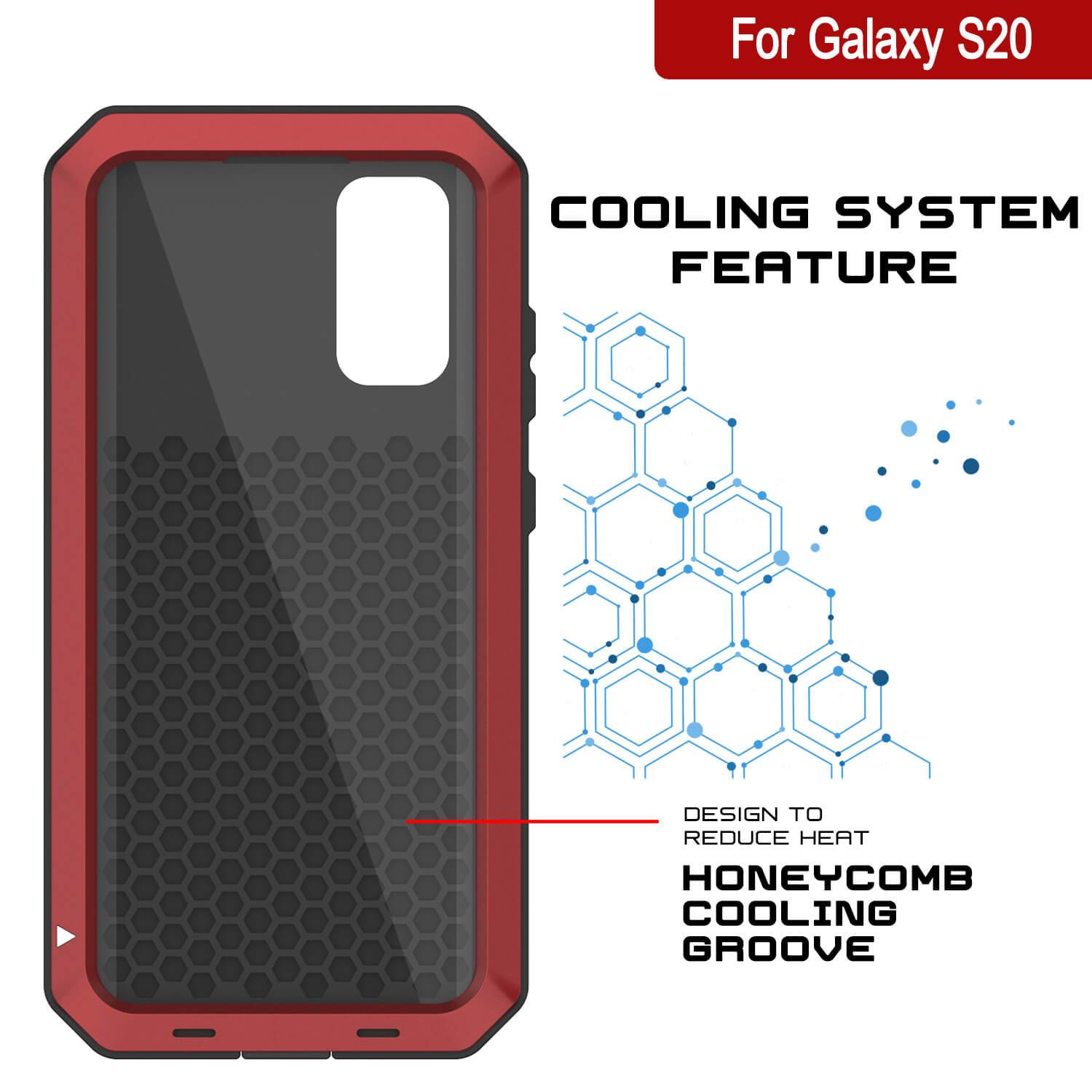 Galaxy s20 Metal Case, Heavy Duty Military Grade Rugged Armor Cover [Red]