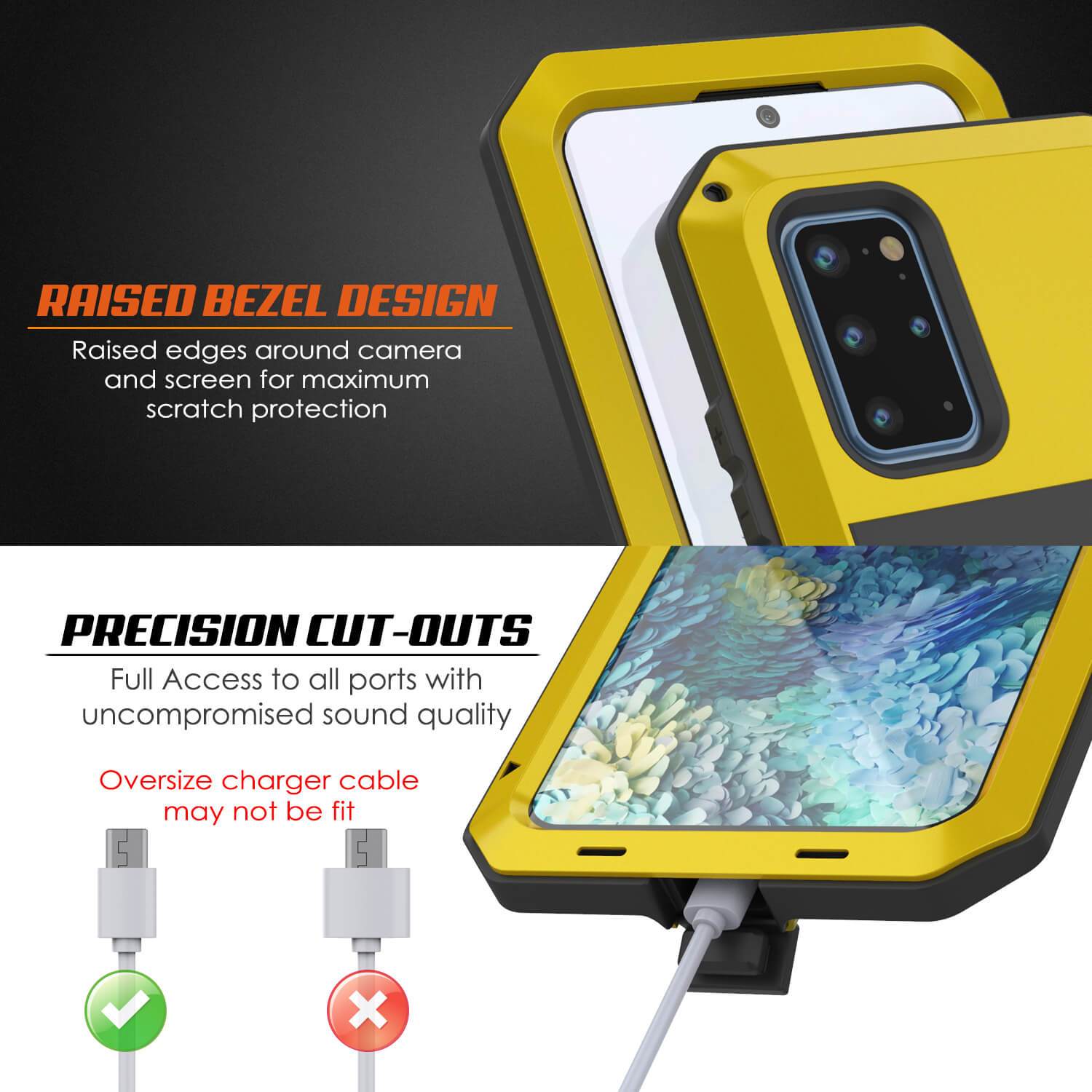 Galaxy s20+ Plus Metal Case, Heavy Duty Military Grade Rugged Armor Cover [Neon]