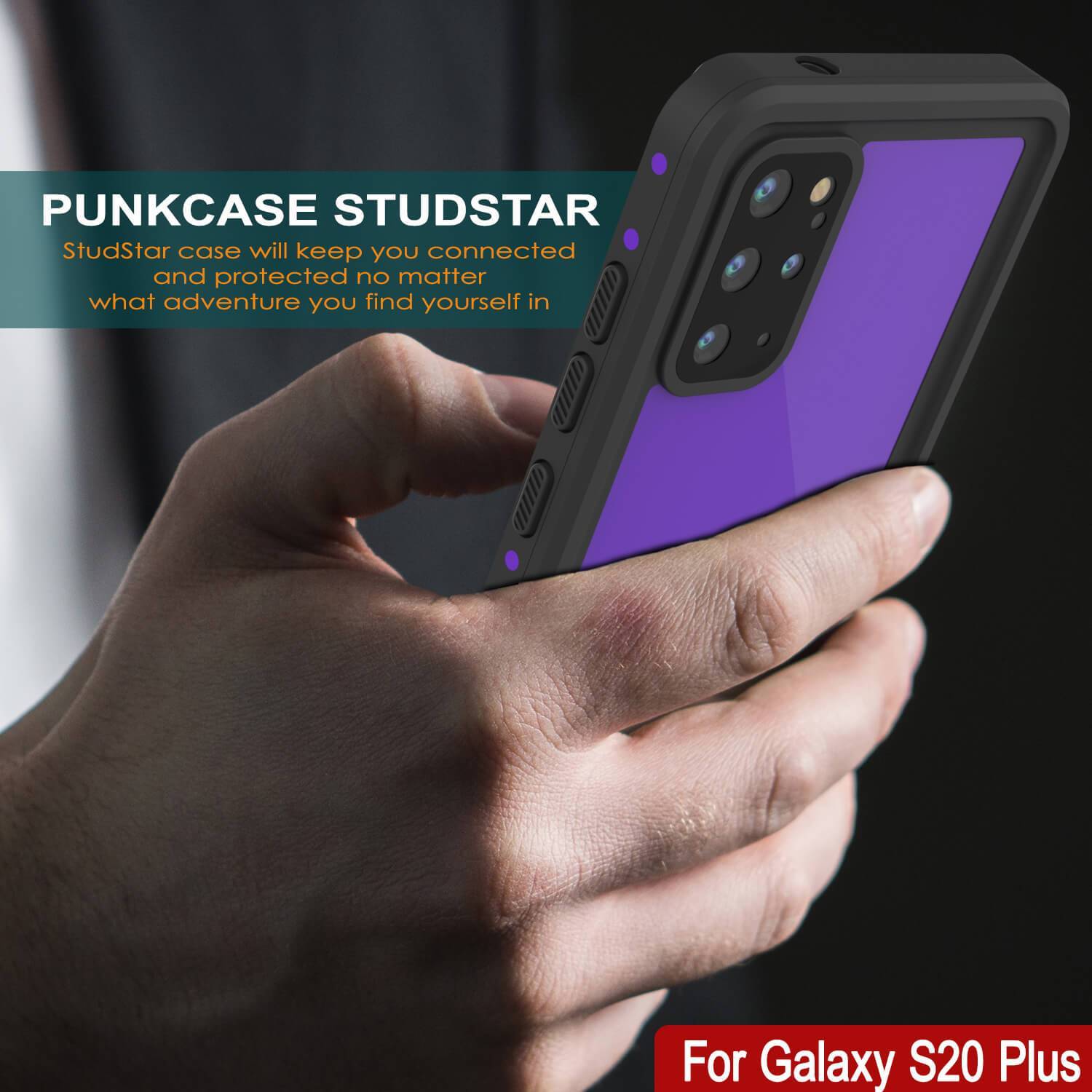Galaxy S20+ Plus Waterproof Case PunkCase StudStar Purple Thin 6.6ft Underwater IP68 Shock/Snow Proof