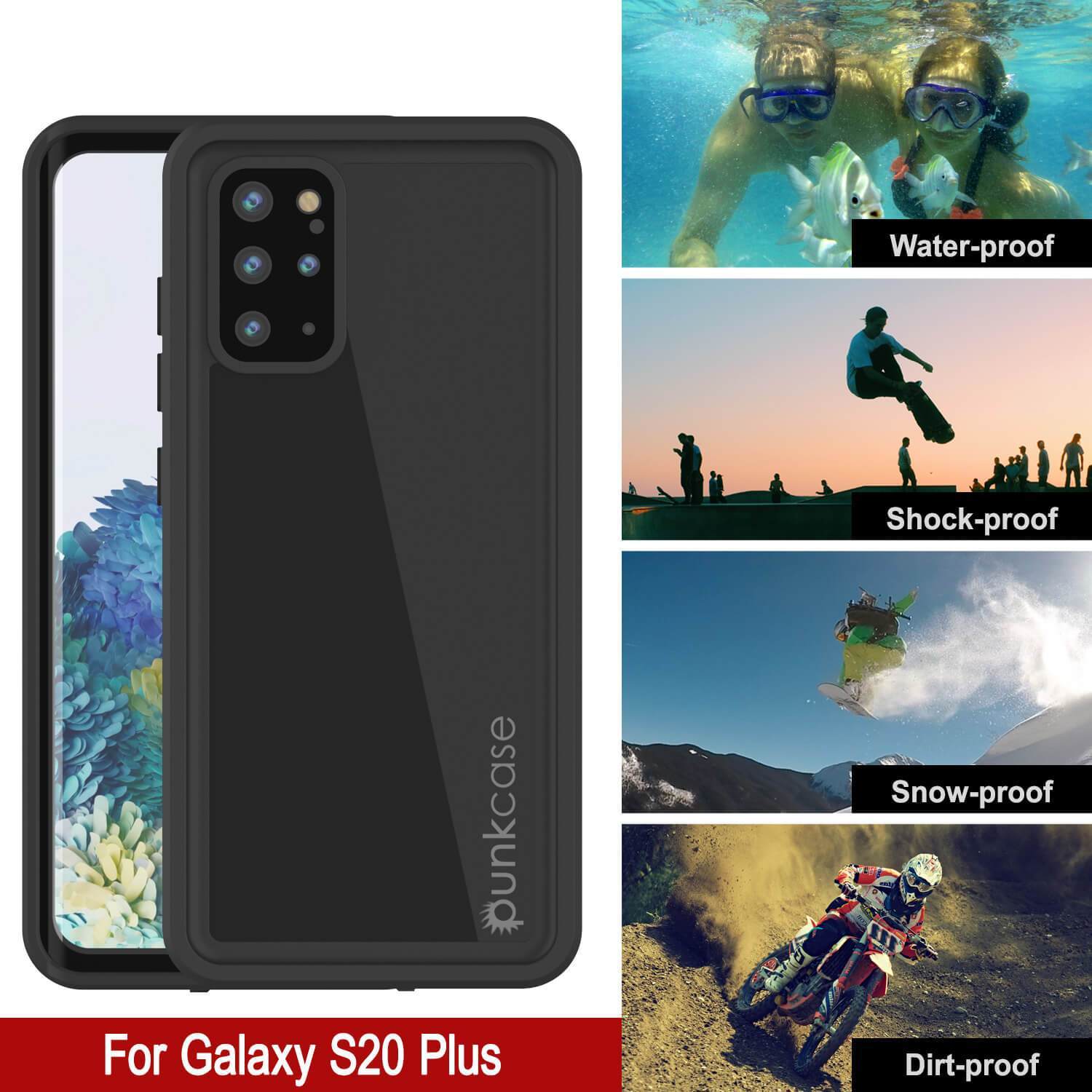 Galaxy S20+ Plus Waterproof Case PunkCase StudStar Black Thin 6.6ft Underwater IP68 Shock/Snow Proof