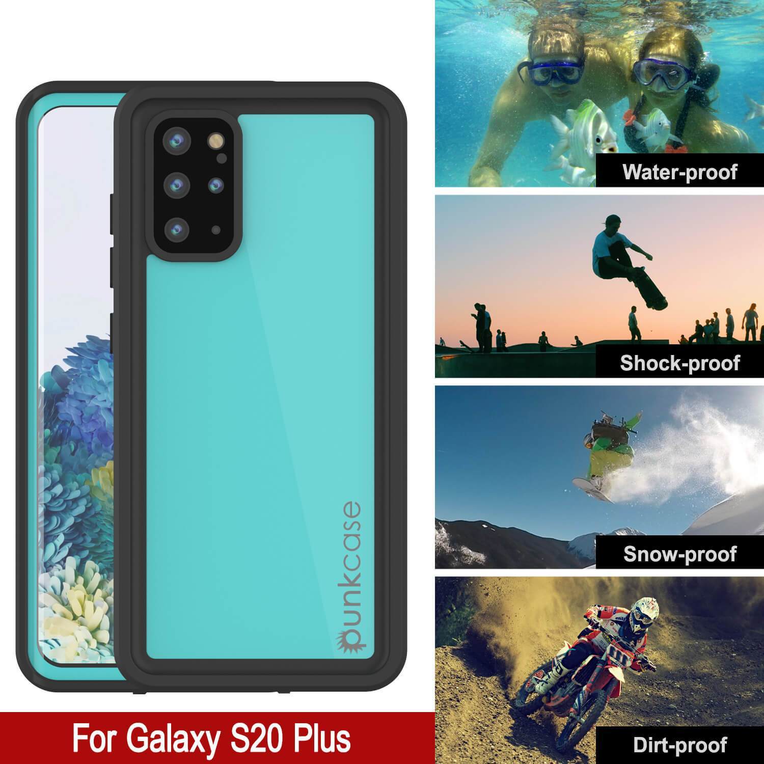 Galaxy S20+ Plus Waterproof Case PunkCase StudStar Teal Thin 6.6ft Underwater IP68 Shock/Snow Proof