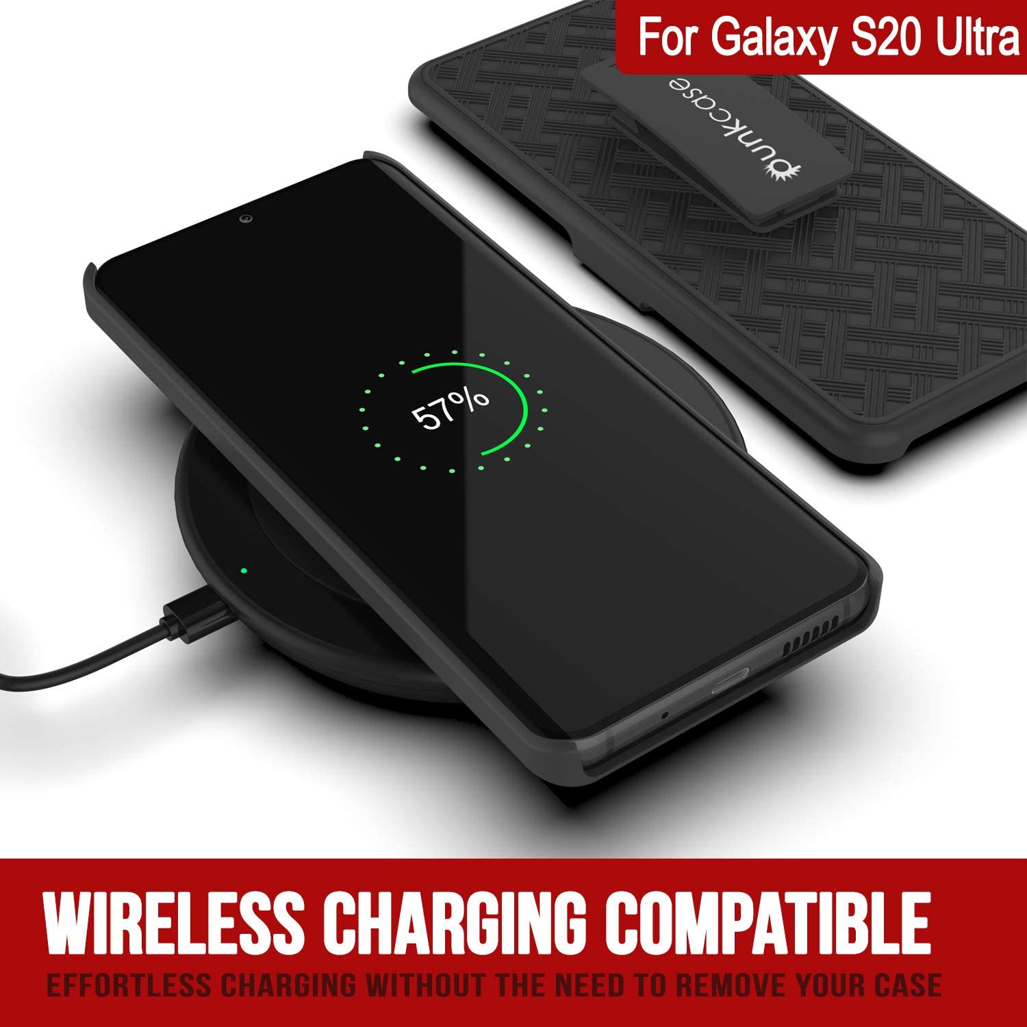 Punkcase Galaxy S20 Ultra Case With Screen Protector, Holster Belt Clip [Black]