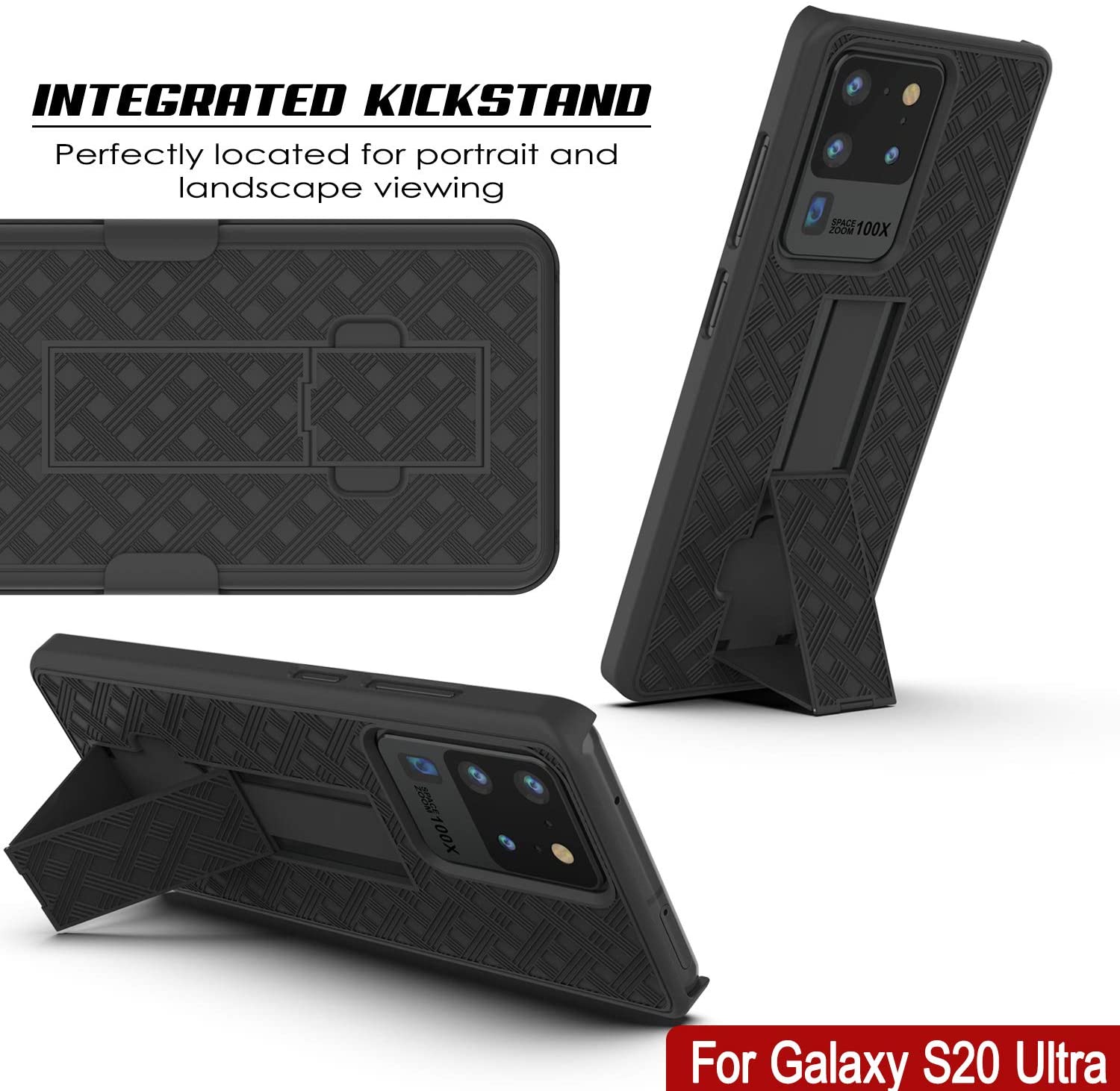 Galaxy S24 Ultra Case, Punkcase Holster Belt Clip With Screen Protector [Black]