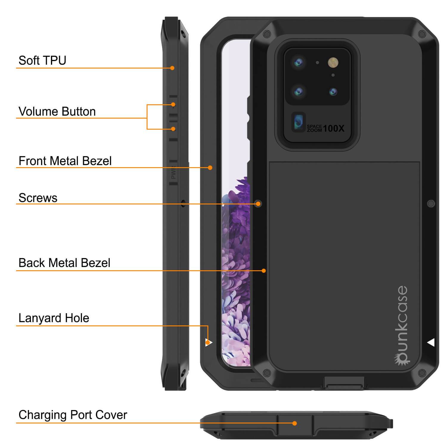 Galaxy S20 Ultra Metal Case, Heavy Duty Military Grade Rugged Armor Cover [Black]
