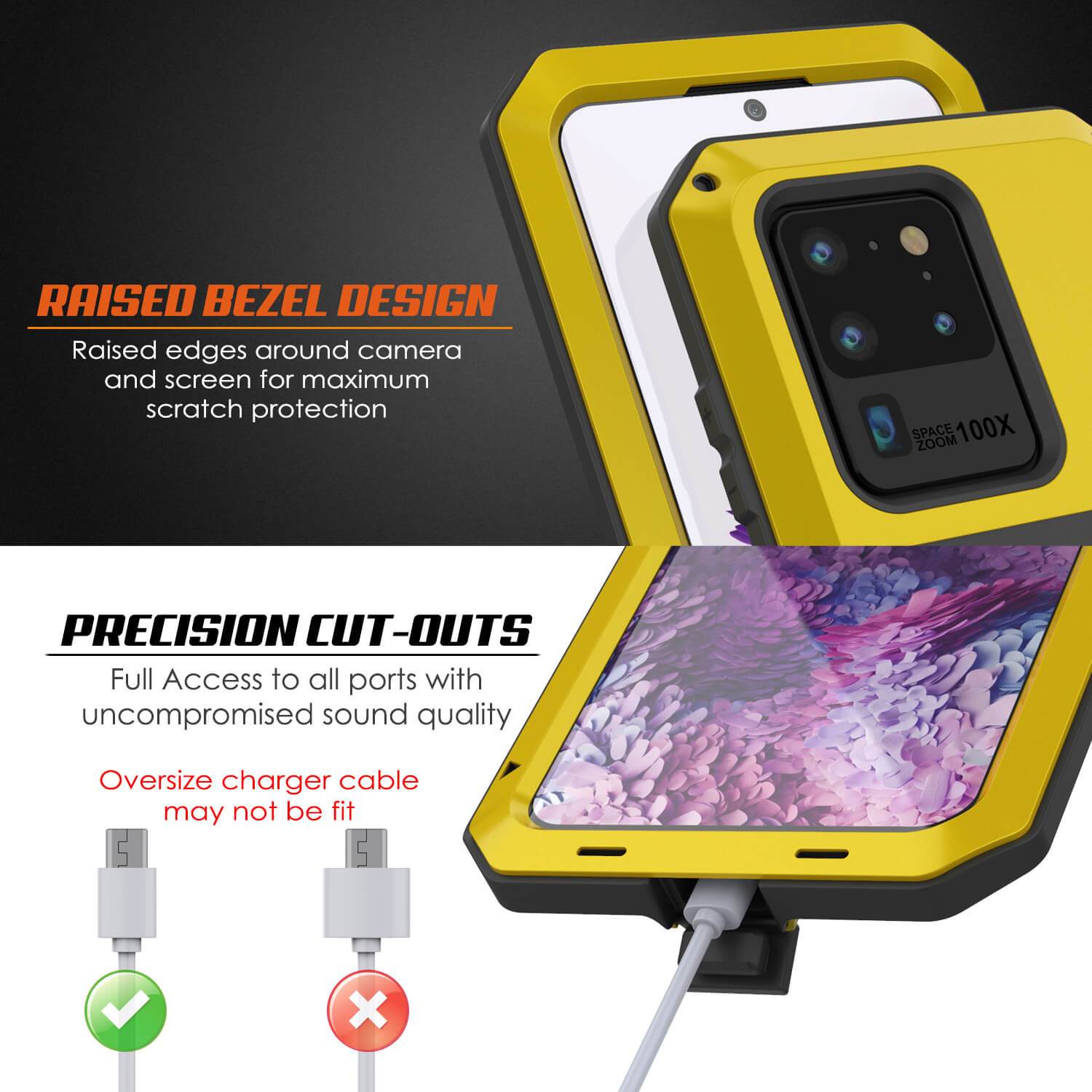 Galaxy S20 Ultra Metal Case, Heavy Duty Military Grade Rugged Armor Cover [Neon]