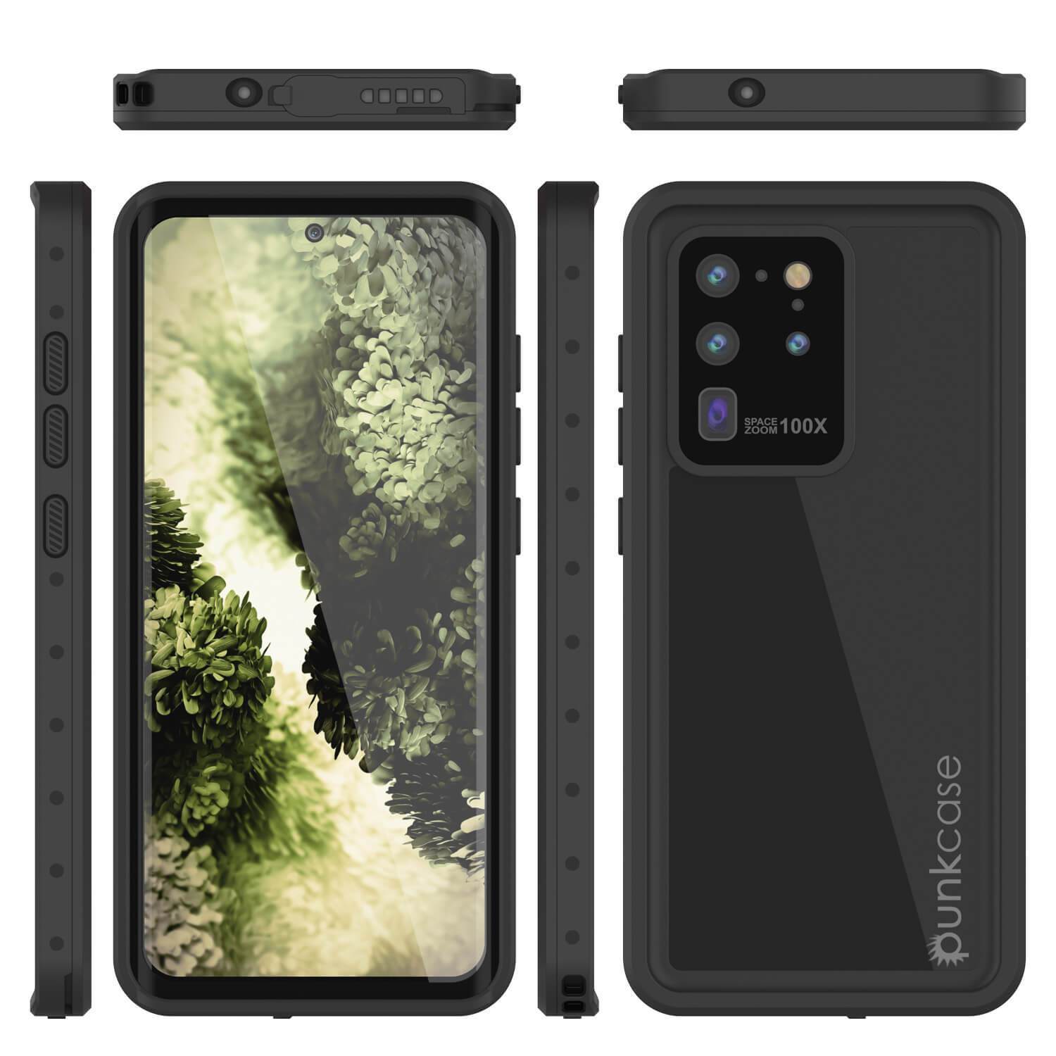 Galaxy S20 Ultra Waterproof Case PunkCase StudStar Black Thin 6.6ft Underwater IP68 Shock/Snow Proof