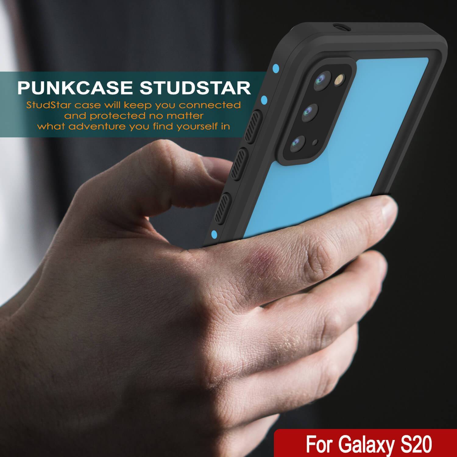 Galaxy S20 Waterproof Case PunkCase StudStar Light Blue Thin 6.6ft Underwater IP68 ShockProof