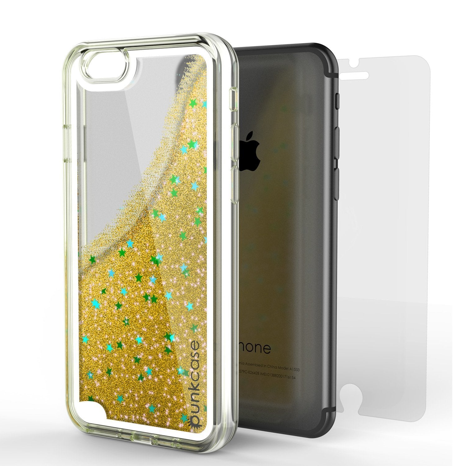 iPhone 8 Case PunkCase Liquid Gold, Floating Glitter Cover Series