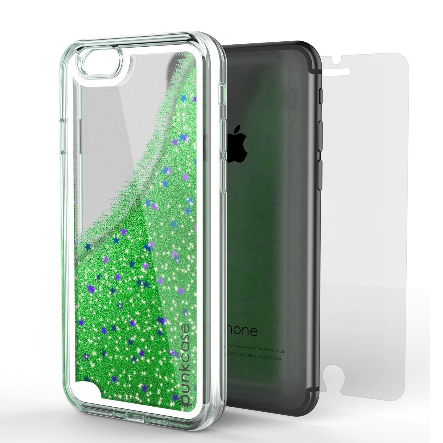 iPhone 8 Case, PunkCase Liquid Green, Floating Glitter Cover Series