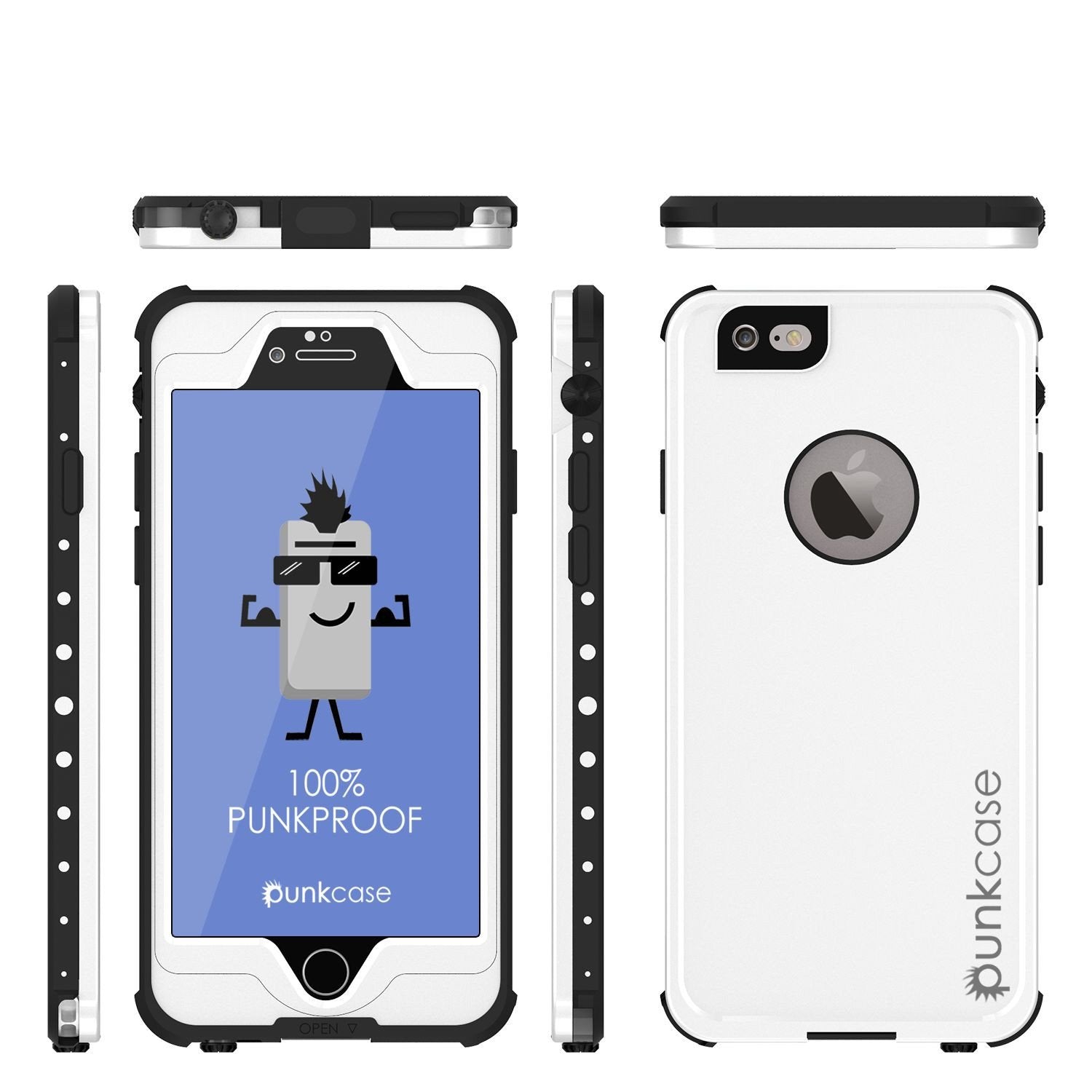 iPhone 6S+/6+ Plus Waterproof Case, PUNKcase StudStar White w/ Attached Screen Protector | Warranty