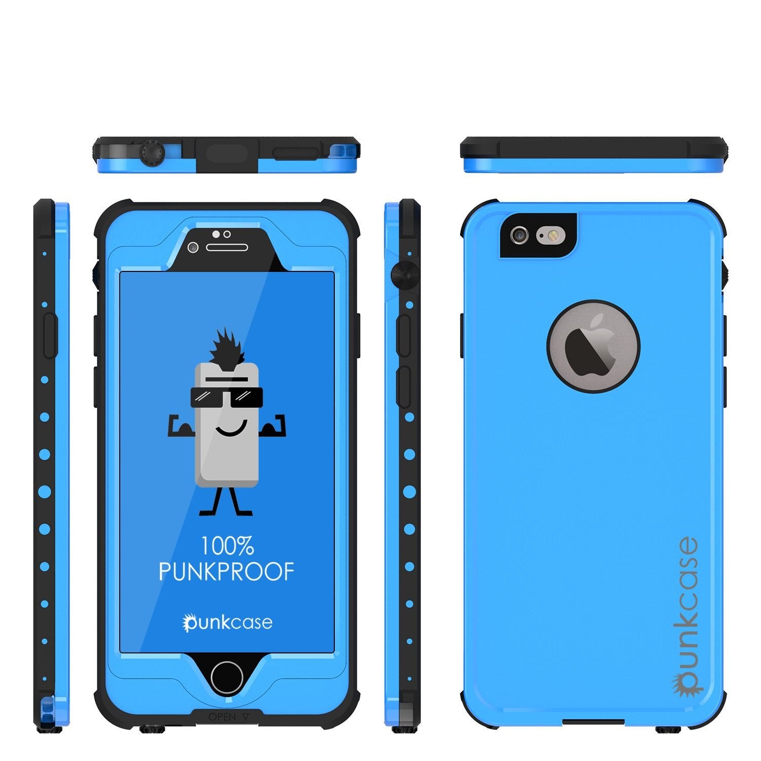 iPhone 6s/6 Waterproof Case, PunkCase StudStar Light Blue w/ Attached Screen Protector | Warranty