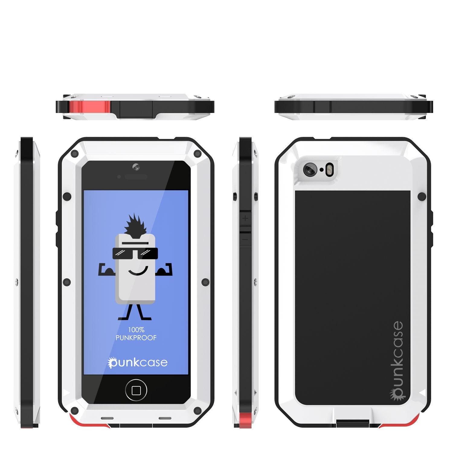 iPhone SE/5/5s Case, Punkcase® METALLIC Series WHITE w/ TEMPERED GLASS | Aluminum Frame