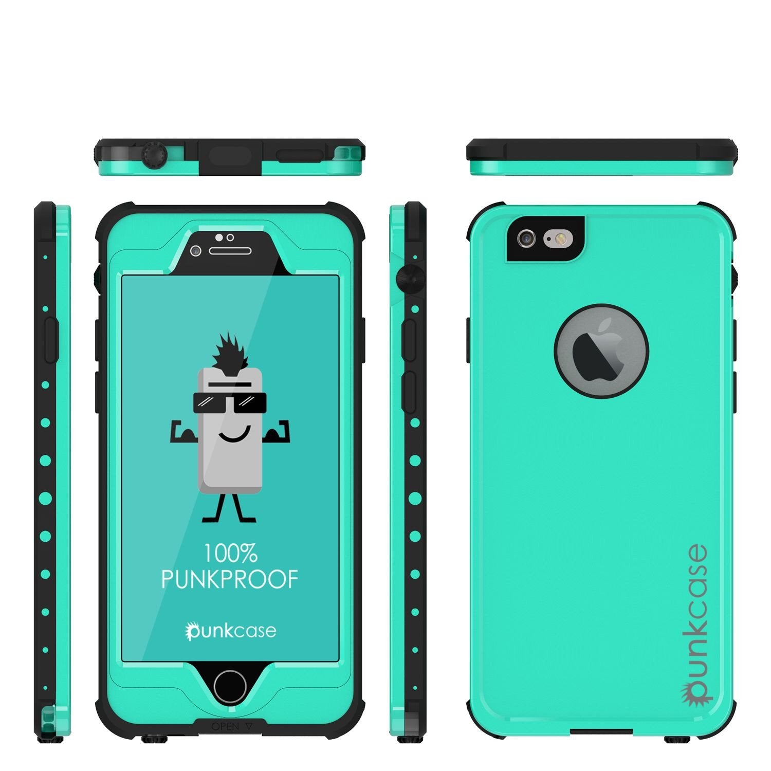 iPhone 6S+/6+ Plus Waterproof Case, PUNKcase StudStar Teal w/ Attached Screen Protector | Warranty