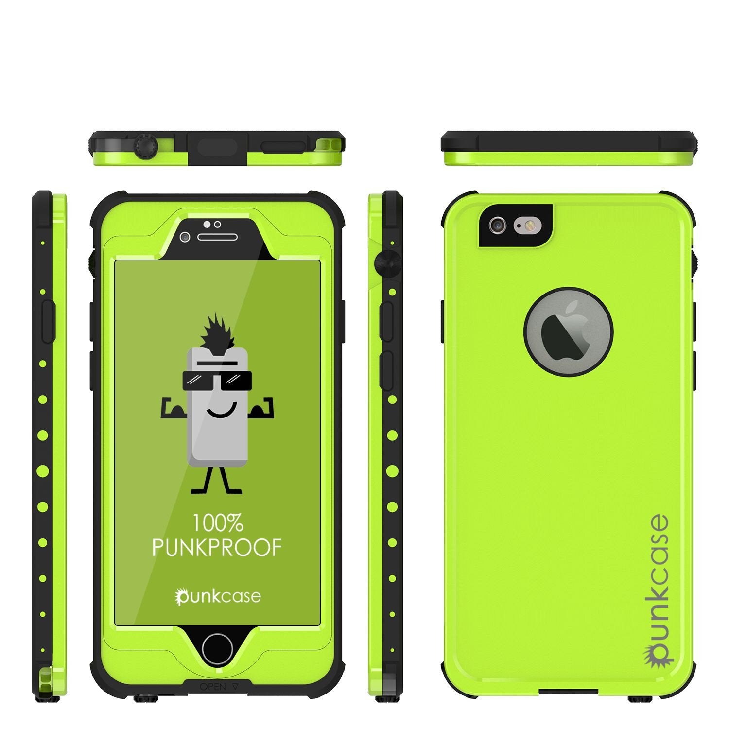 iPhone 6S+/6+ Plus Waterproof Case, PUNKcase StudStar Light Green w/ Attached Screen Protector