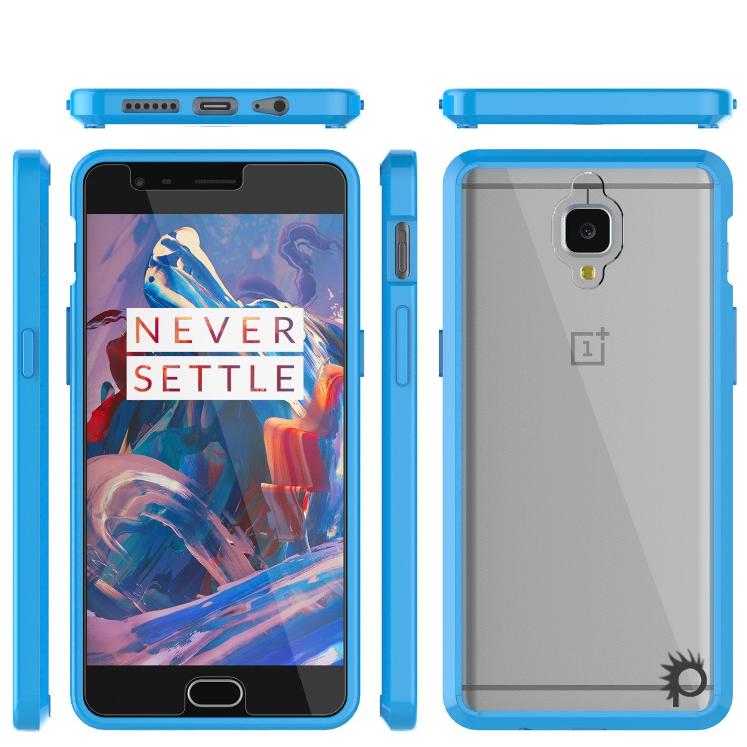 OnePlus 3 Case Punkcase® LUCID 2.0 Light Blue Series w/ SHIELD GLASS Lifetime Warranty Exchange