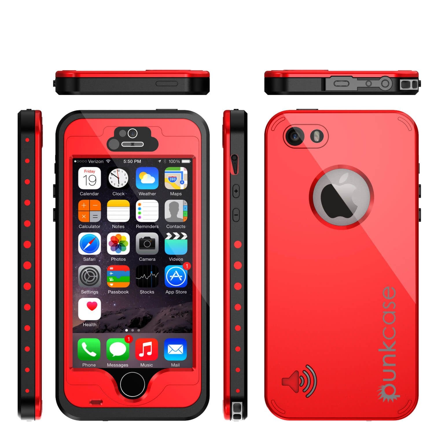 iPhone 5S/5 Waterproof Case, PunkCase StudStar Red Case Water/Shock/Dirt Proof | Lifetime Warranty
