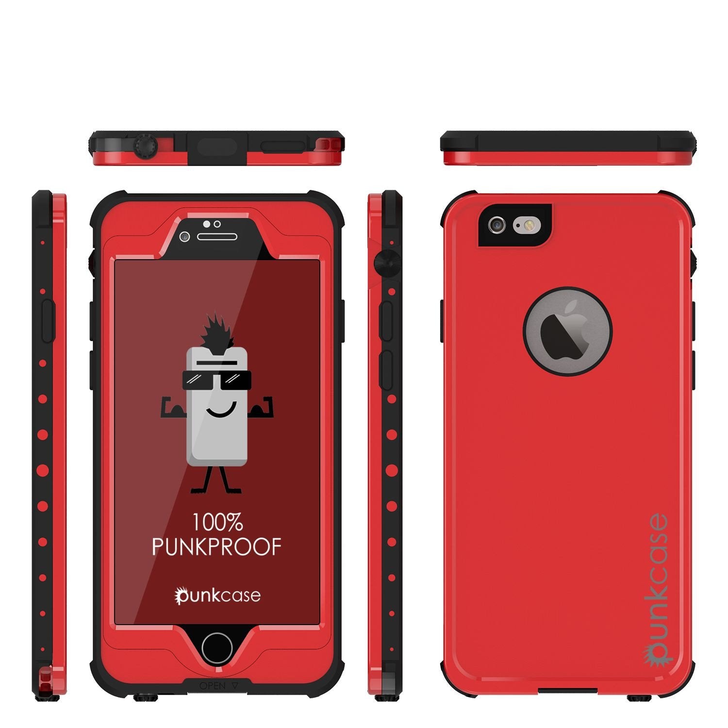 iPhone 6S+/6+ Plus Waterproof Case, PUNKcase StudStar Red w/ Attached Screen Protector | Warranty
