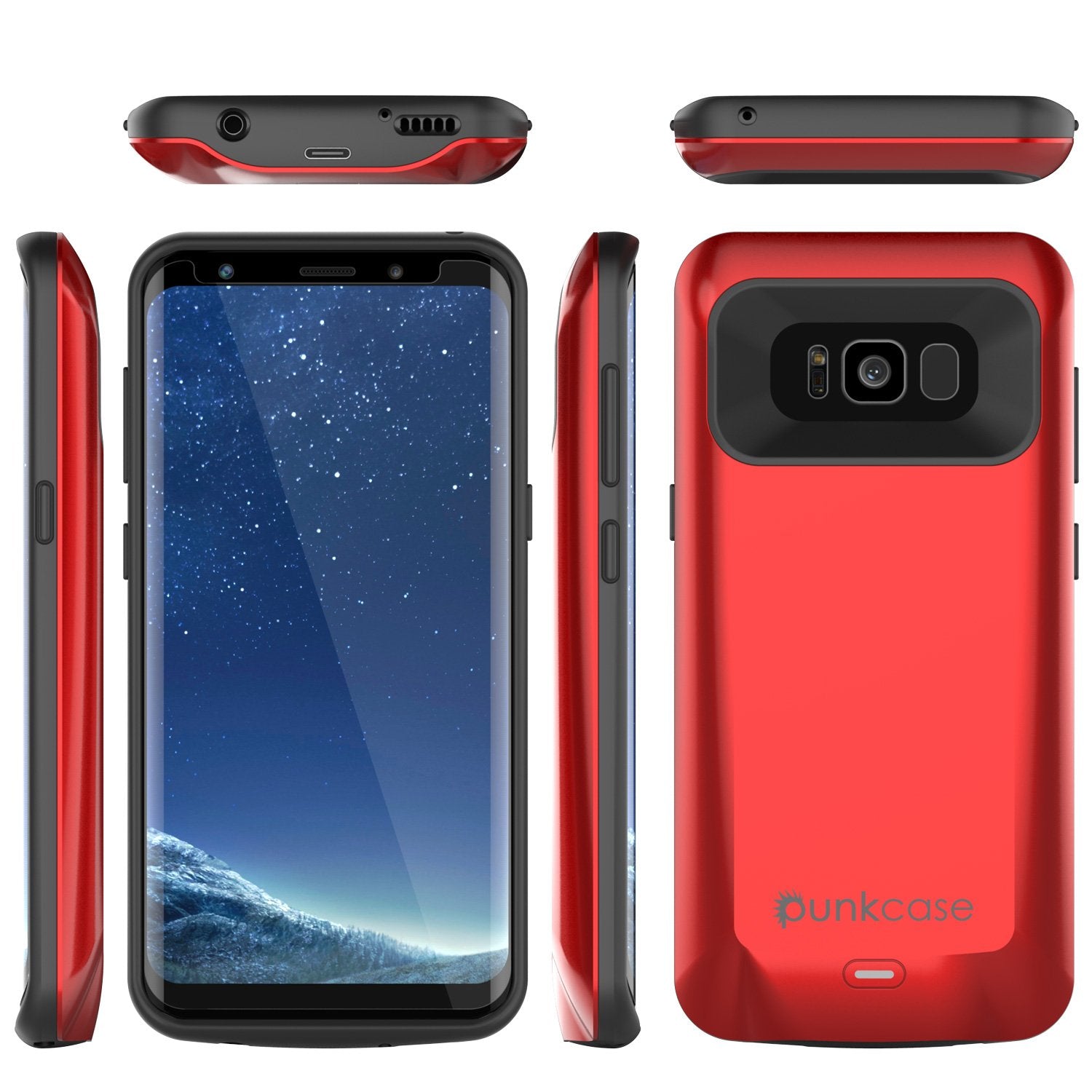 Galaxy S8 Battery Case, Punkcase 5000mAH Charger Red Case