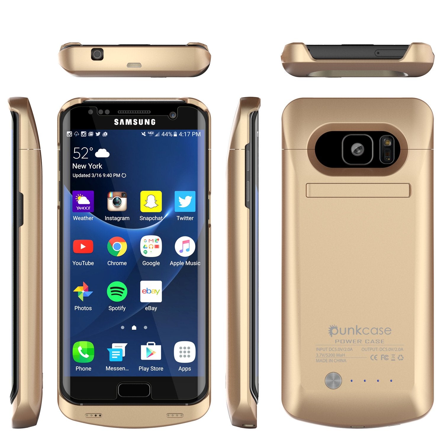 Galaxy S7 EDGE Battery Case, Punkcase 5200mAH Charger Gold Case