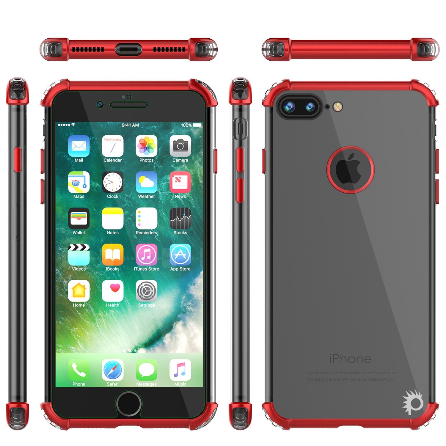 iPhone 8 PLUS Case, Punkcase [BLAZE SERIES] Protective Cover W/ PunkShield Screen Protector [Shockproof] [Slim Fit] for Apple iPhone 7/8/6/6s PLUS [Red]