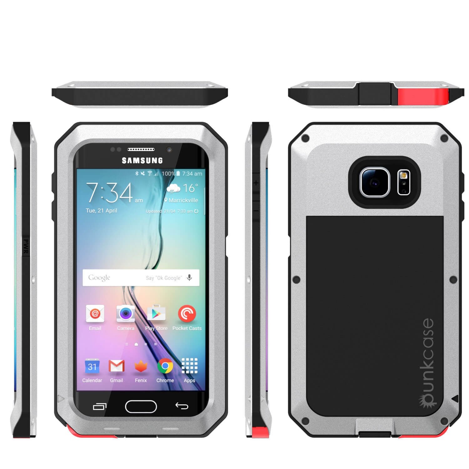 Galaxy S6 EDGE  Case, PUNKcase Metallic Silver Shockproof  Slim Metal