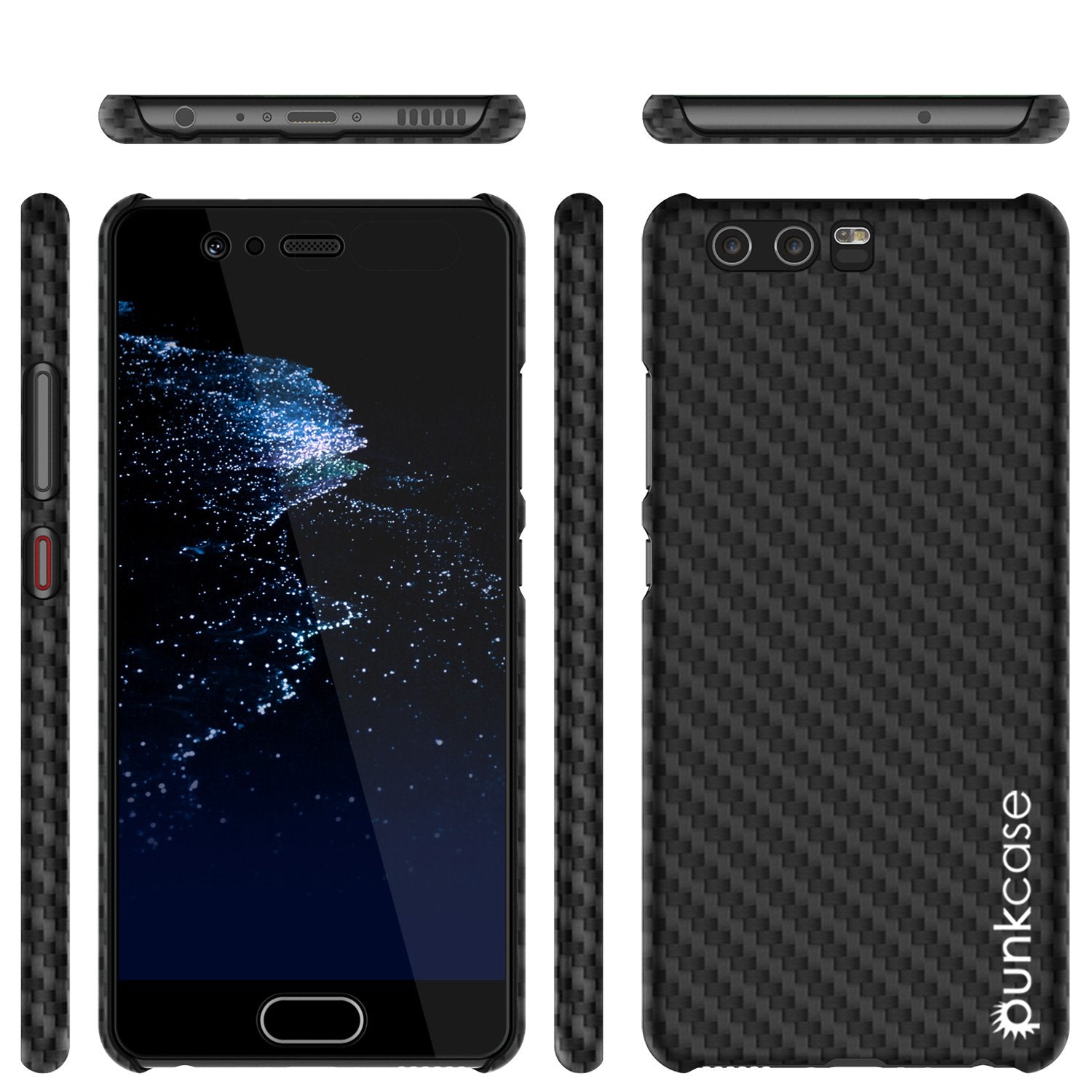 Huawei P10 Case, Punkcase CarbonShield, Heavy Duty [Jet Black] Cover